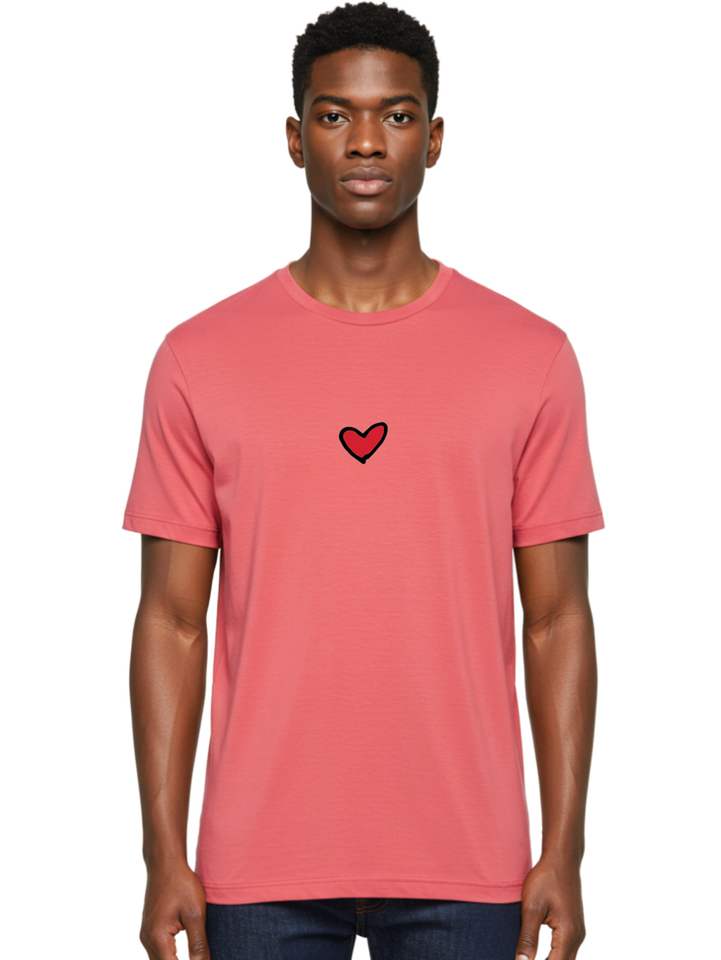 Red-Heart Men'S Graphic Tee, 100% Cotton, Comfortable Casual Summer Wear, Machine Washable, Simple Red Heart, Cartoon Heart, Heart Symbol, Love Sign, Valentines Day Icon, Red Heart Illustration, Heart Graphic Aab083