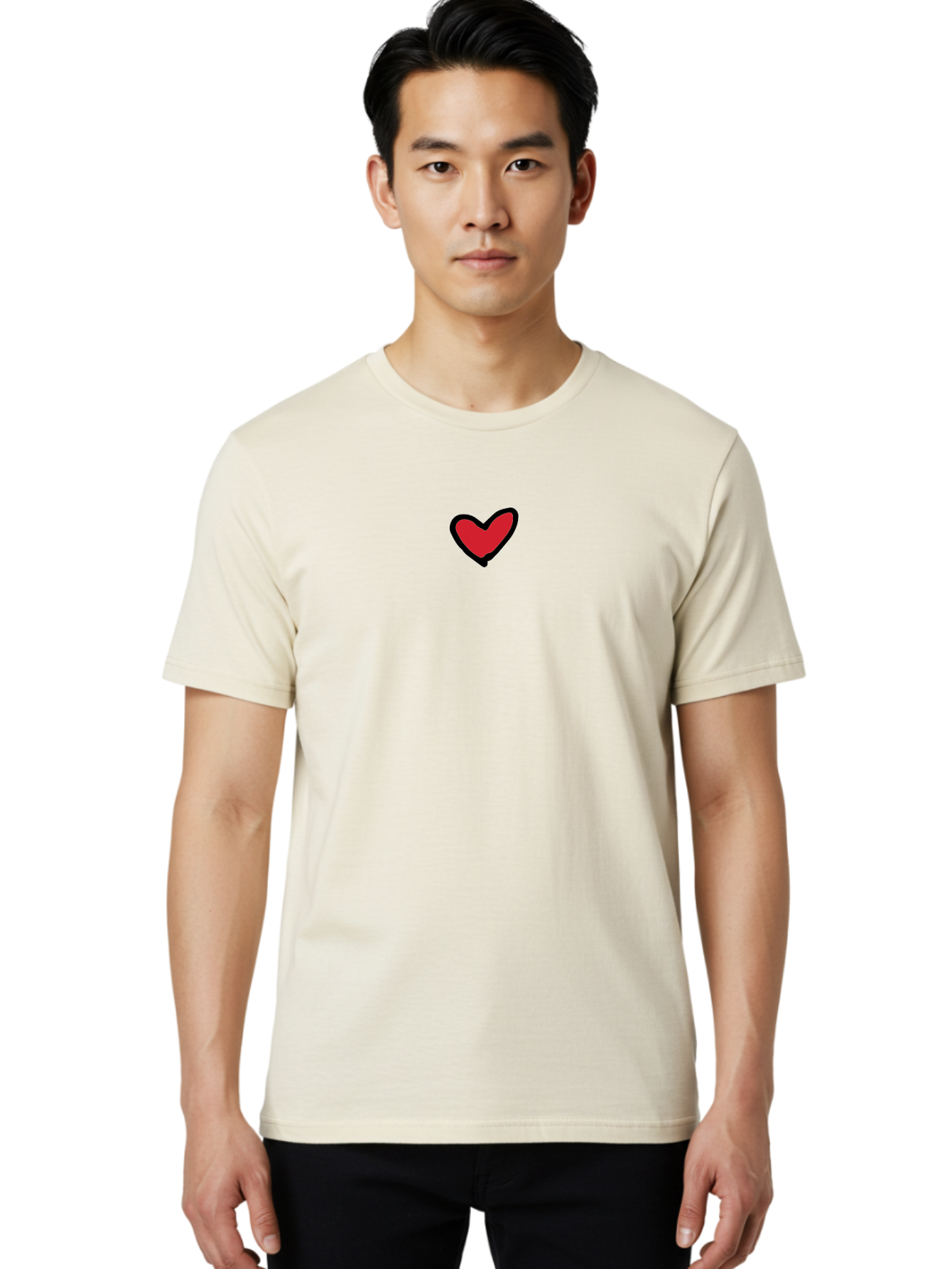 Red-Heart Men'S Graphic Tee, 100% Cotton, Comfortable Casual Summer Wear, Machine Washable, Simple Red Heart, Cartoon Heart, Heart Symbol, Love Sign, Valentines Day Icon, Red Heart Illustration, Heart Graphic Aab083