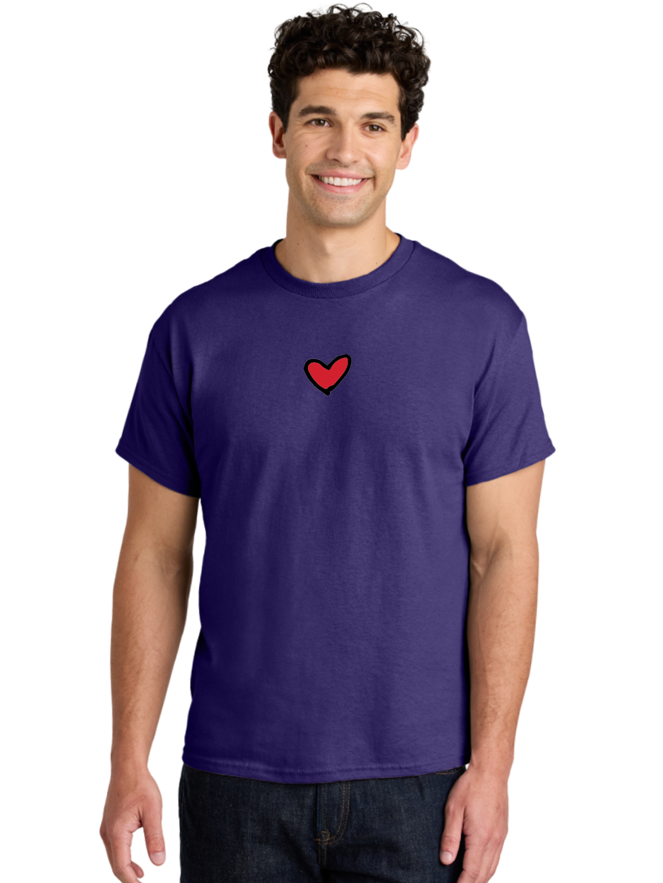 Red-Heart Men'S Graphic Tee, 100% Cotton, Comfortable Casual Summer Wear, Machine Washable, Simple Red Heart, Cartoon Heart, Heart Symbol, Love Sign, Valentines Day Icon, Red Heart Illustration, Heart Graphic Aab083