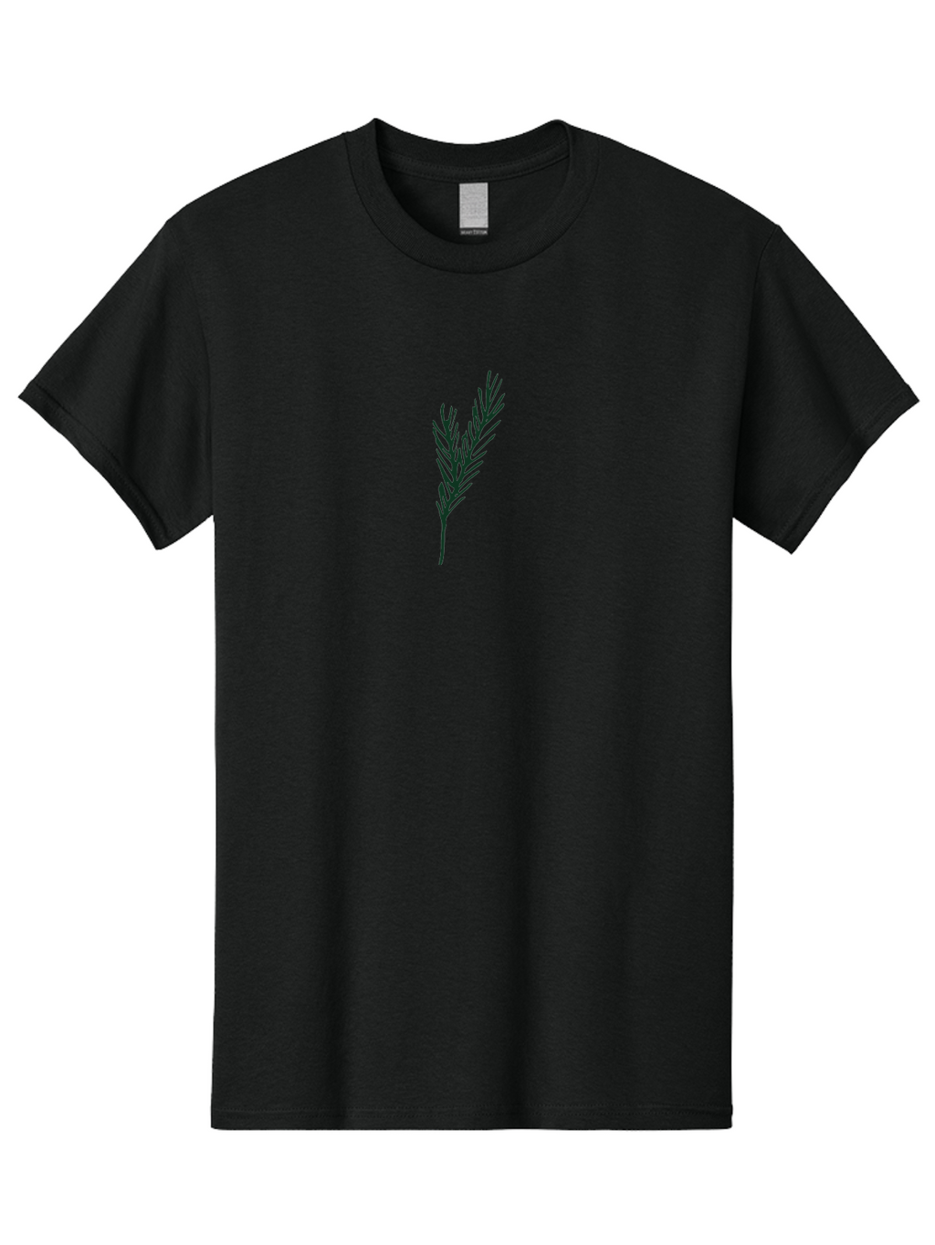 Rosemary-Herb Men'S Graphic Tee, 100% Cotton, Comfortable Casual Summer Wear, Machine Washable, Simple Branch, Minimalist Design, Plant Silhouette, Black Graphics, Leafy Outline, Abstract Foliage, Nature Icon Aab086