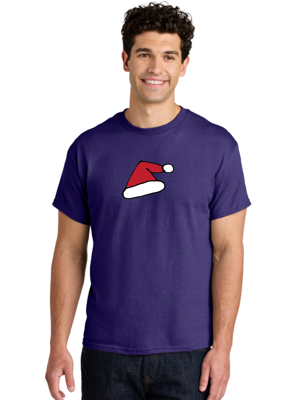 Santa-Hat-1 Men'S Graphic Tee, 100% Cotton, Comfortable Casual Summer Wear, Machine Washable, Christmas Hat, Red And White Hat, Festive Headwear, Holiday Accessory, Cartoon Style, Winter Wear, Santa Claus Hat Aab094