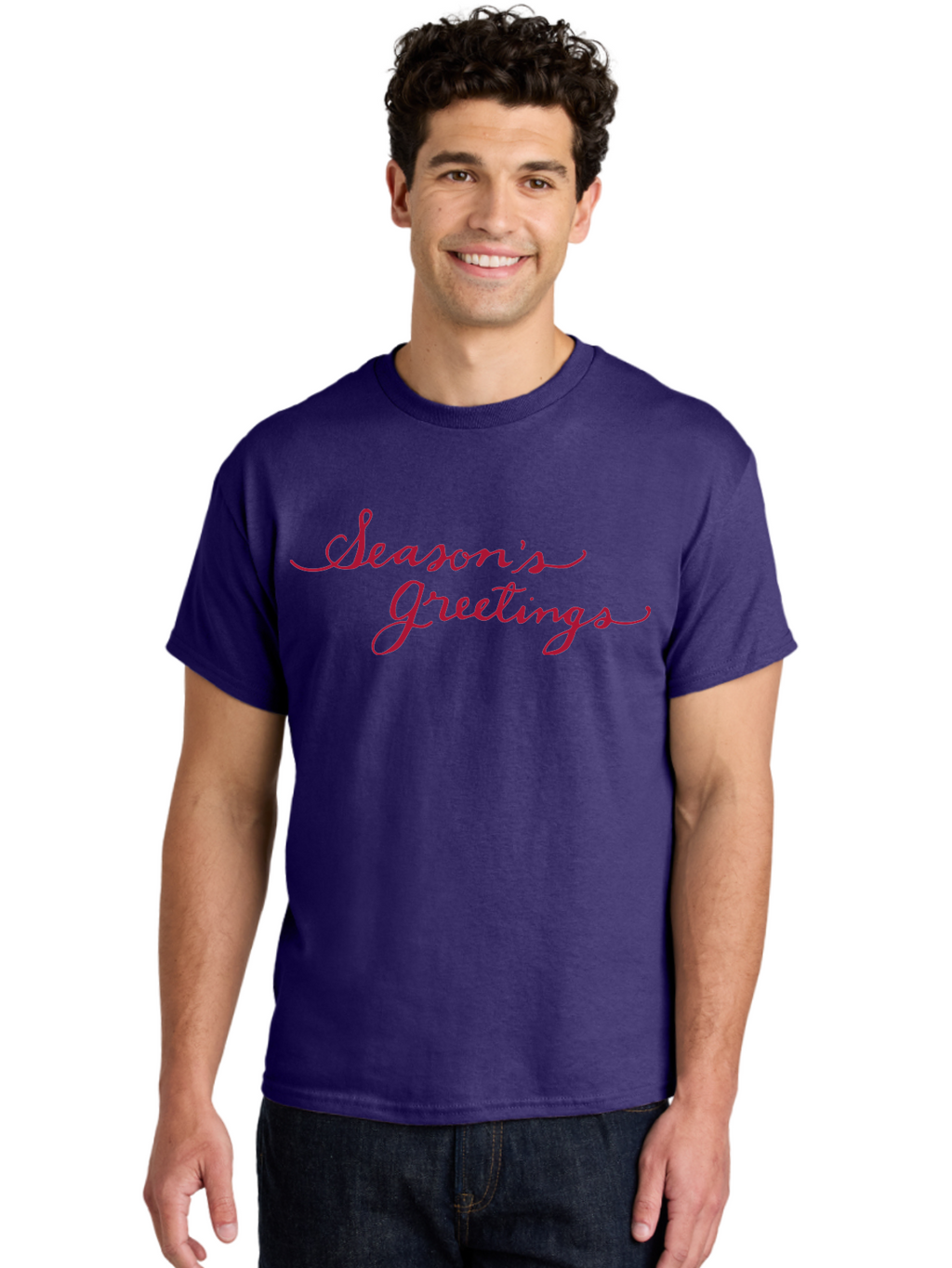 Season-S-Greetings-1 Men'S Graphic Tee, 100% Cotton, Comfortable Casual Summer Wear, Machine Washable, Season'S Greetings, Holiday Message, Festive Greeting, Cursive Text, Christmas Wishes, Holiday Season, Red And Green Color Scheme Aab099