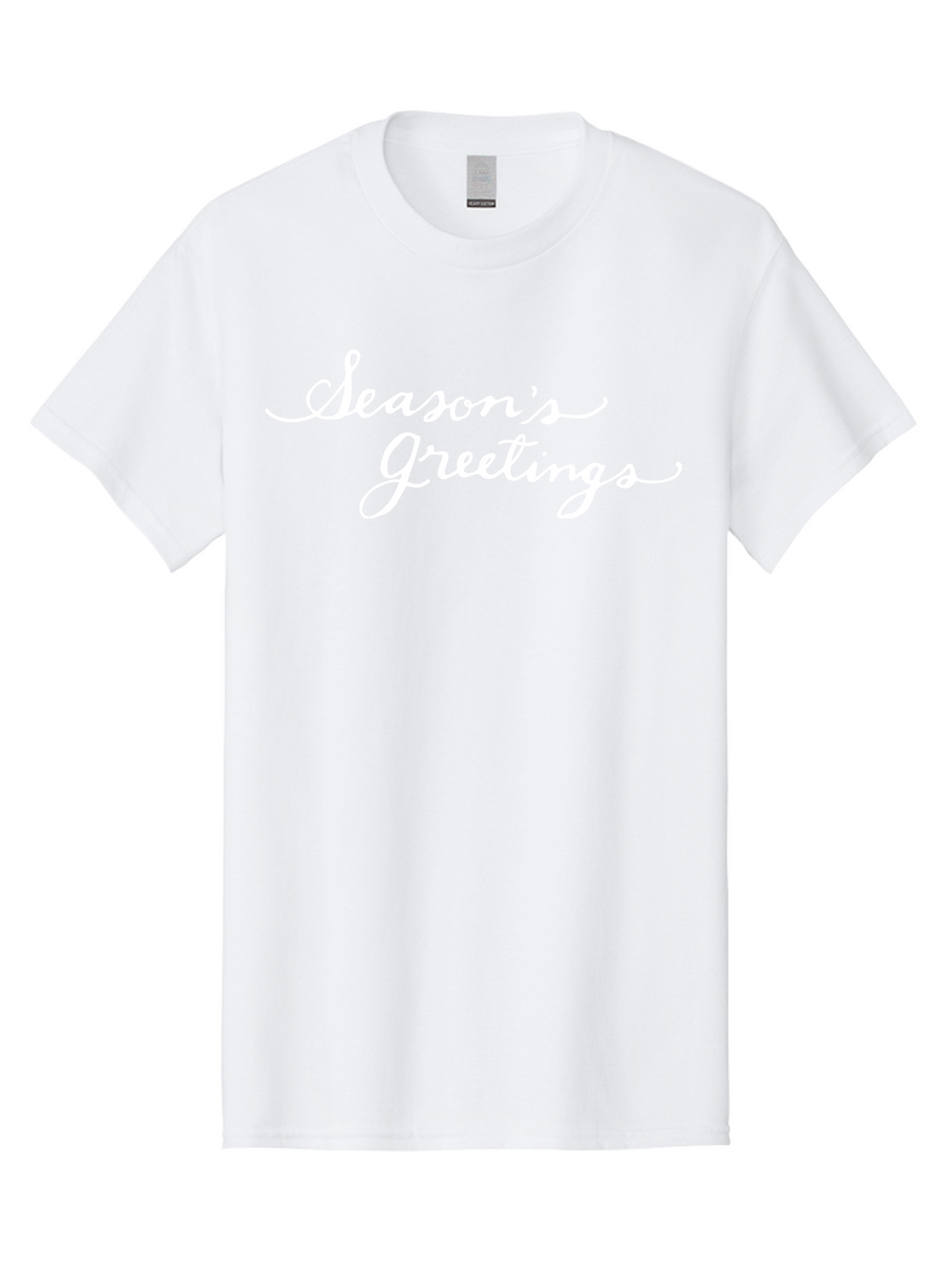 Season-S-Greetings Men'S Graphic Tee, 100% Cotton, Comfortable Casual Summer Wear, Machine Washable, Season'S Greetings, Holiday Message, Festive Greeting, Christmas Wishes, White Cursive Text, Elegant Script, Winter Season Aab100