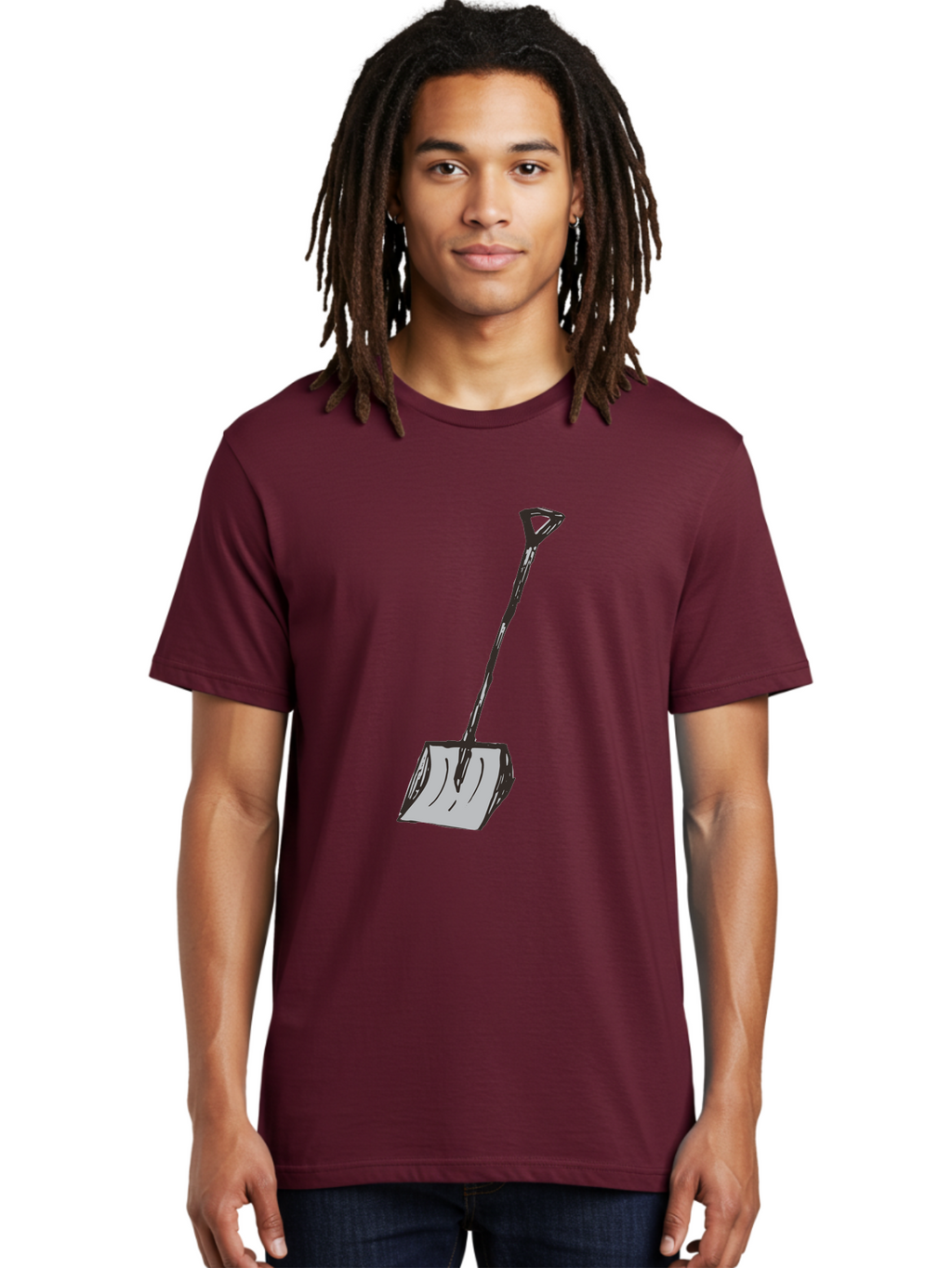 Shovel-1 Men'S Graphic Tee, 100% Cotton, Comfortable Casual Summer Wear, Machine Washable, Handheld Shovel, Gardening Tool, Digging Equipment, Metal Handle, Curved Blade, Rectangular Head, Simple Design, Illustration Style, Black Outline Aab101