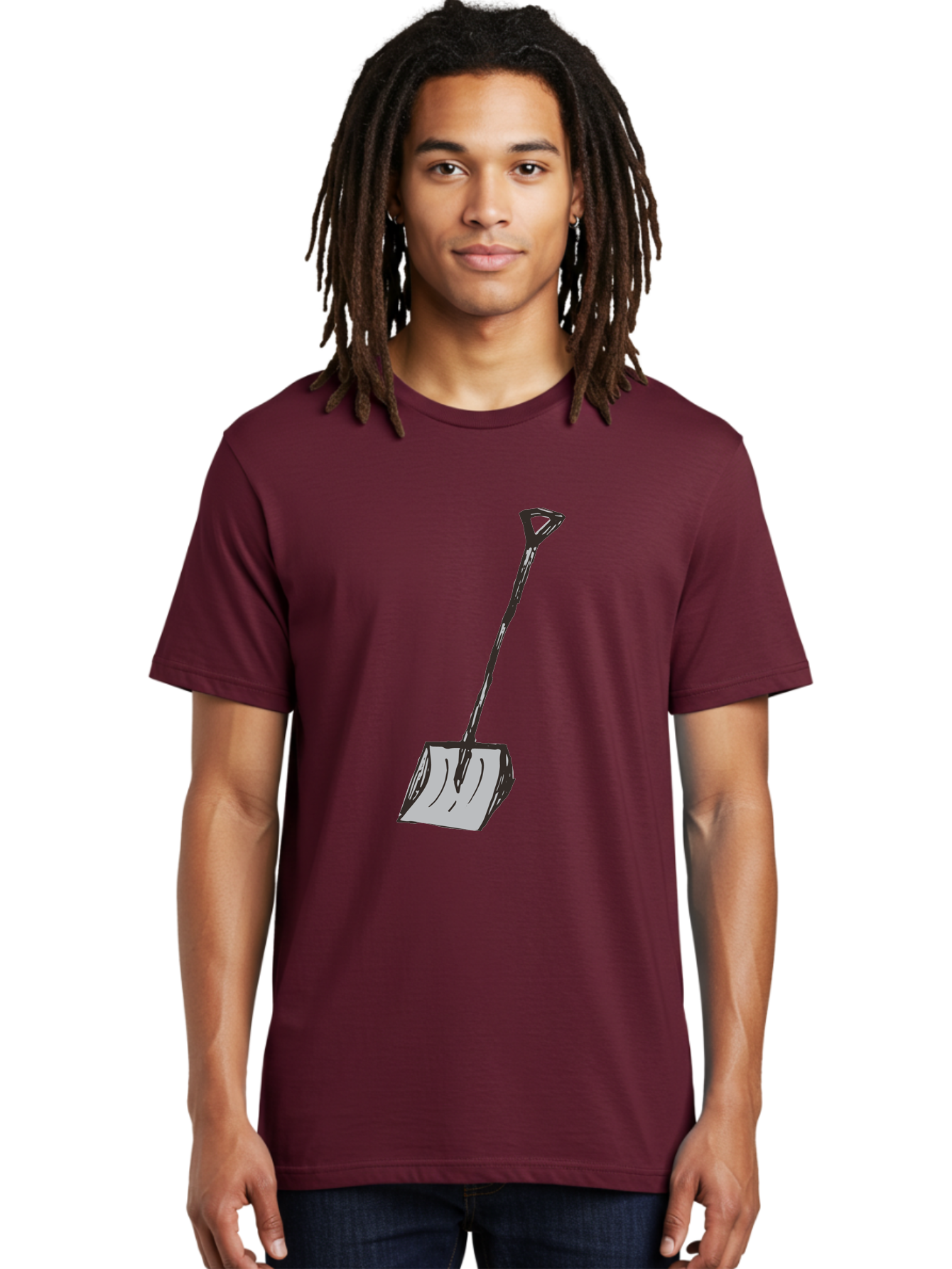Shovel-1 Men'S Graphic Tee, 100% Cotton, Comfortable Casual Summer Wear, Machine Washable, Handheld Shovel, Gardening Tool, Digging Equipment, Metal Handle, Curved Blade, Rectangular Head, Simple Design, Illustration Style, Black Outline Aab101