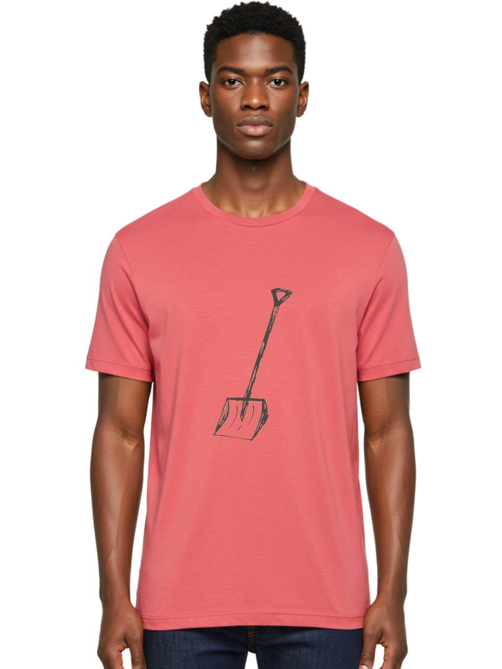 Shovel Men'S Graphic Tee, 100% Cotton, Comfortable Casual Summer Wear, Machine Washable, Hand-Drawn Shovel, Gardening Tool, Yard Work, Digging Equipment, Manual Labor, Simple Illustration, Garden Shovel Aab102