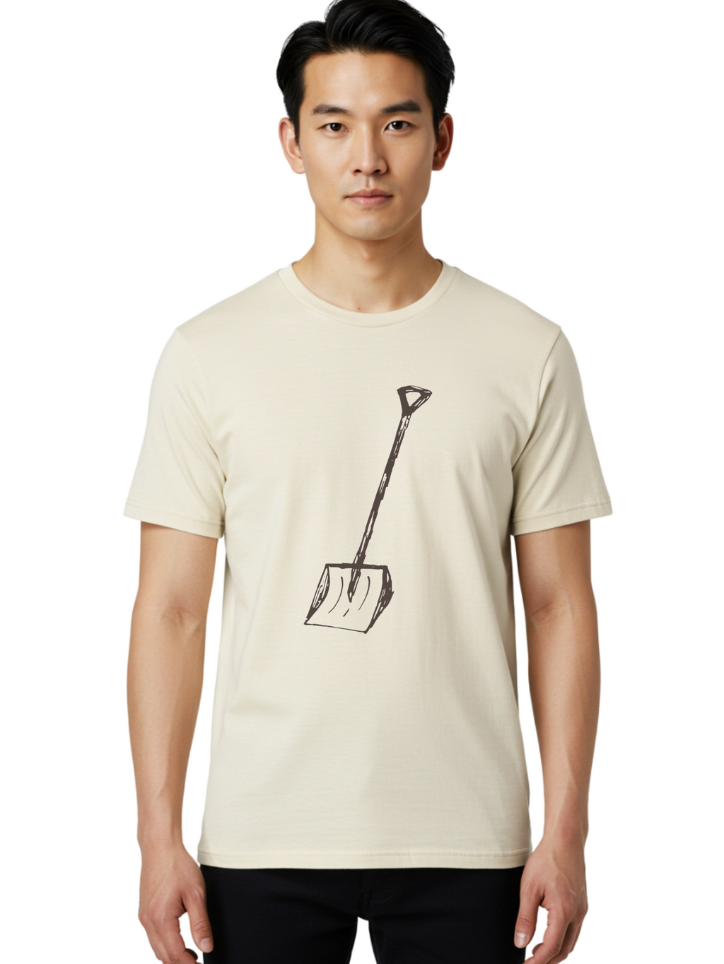 Shovel Men'S Graphic Tee, 100% Cotton, Comfortable Casual Summer Wear, Machine Washable, Hand-Drawn Shovel, Gardening Tool, Yard Work, Digging Equipment, Manual Labor, Simple Illustration, Garden Shovel Aab102