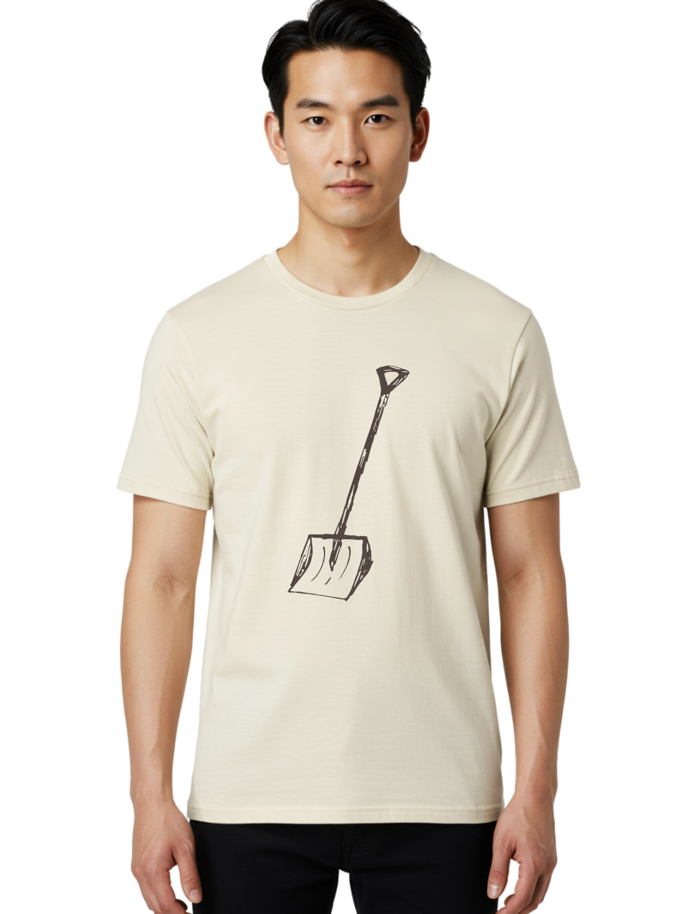 Shovel Men'S Graphic Tee, 100% Cotton, Comfortable Casual Summer Wear, Machine Washable, Hand-Drawn Shovel, Gardening Tool, Yard Work, Digging Equipment, Manual Labor, Simple Illustration, Garden Shovel Aab102