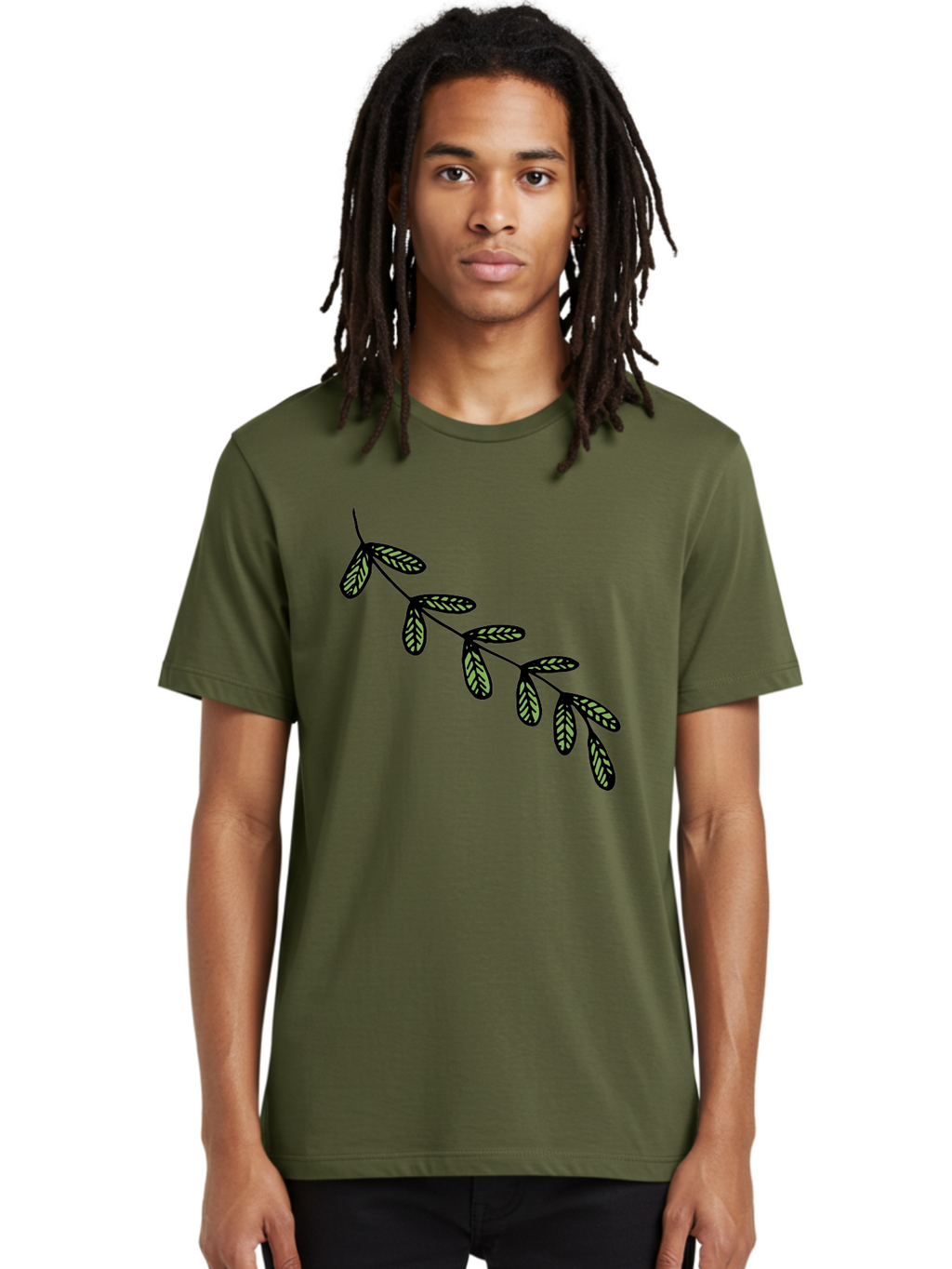 Simple-Leaves Men'S Graphic Tee, 100% Cotton, Comfortable Casual Summer Wear, Machine Washable, Simple Leaf Illustration, Minimalist Leaf Design, Black Leaves, Leaf Pattern, Botanical Art, Leaf Texture, Nature-Inspired Graphics Aab104