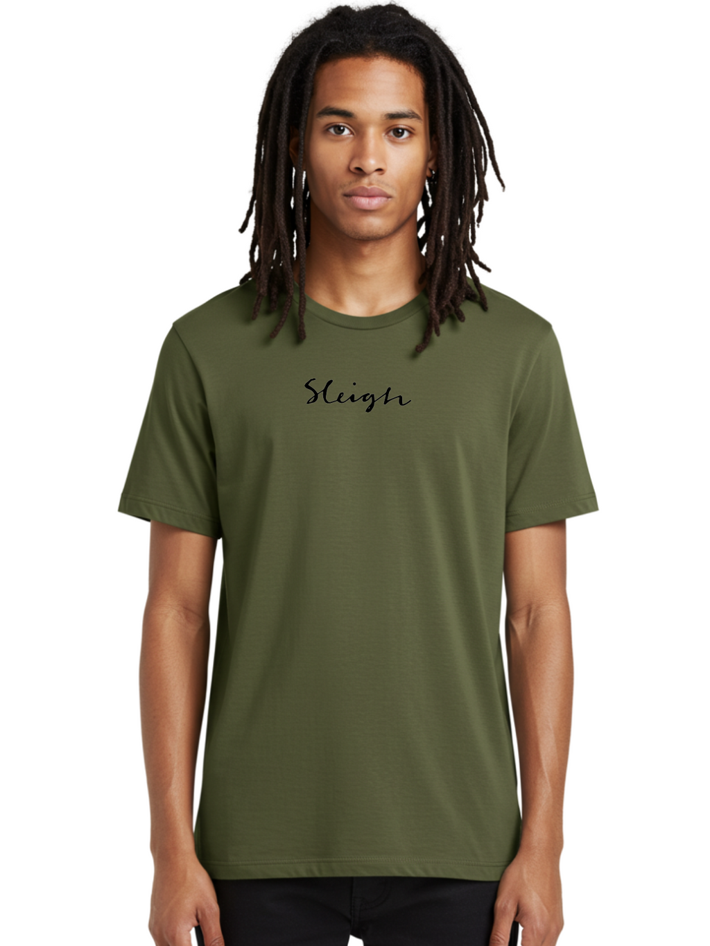 Sleigh-2 Men'S Graphic Tee, 100% Cotton, Comfortable Casual Summer Wear, Machine Washable, Sleigh, Cursive Font, Black Text, Christmas, Holiday, Winter Season, Festive Atmosphere, Elegant Script Aab106