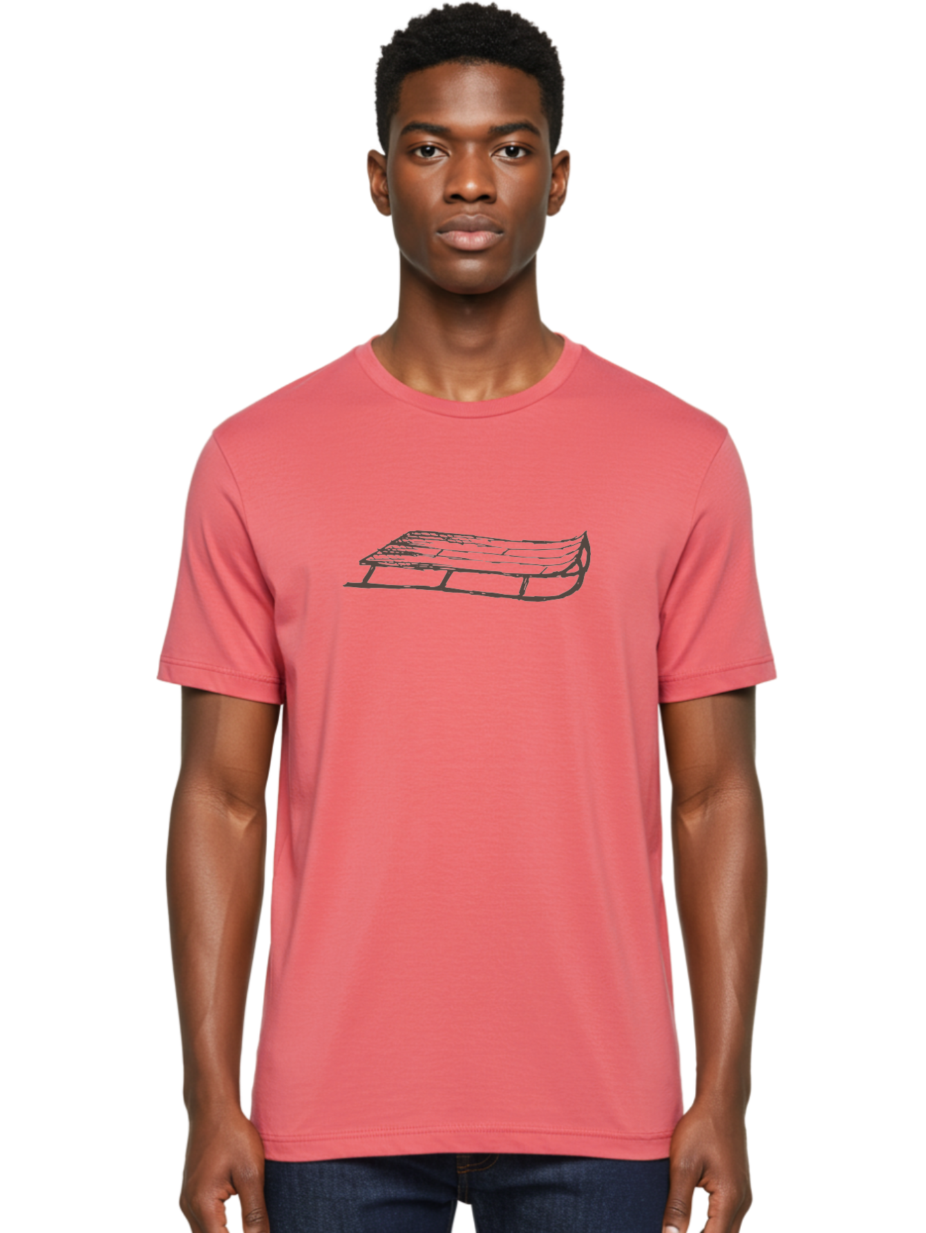 Sleigh Men'S Graphic Tee, 100% Cotton, Comfortable Casual Summer Wear, Machine Washable, Winter Sled, Festive Season, Snow Ride, Joyful Activity, Wooden Frame, Curved Runners, Holiday Fun, Winter Sport, Snowy Landscape, Cold Weather, Aab109