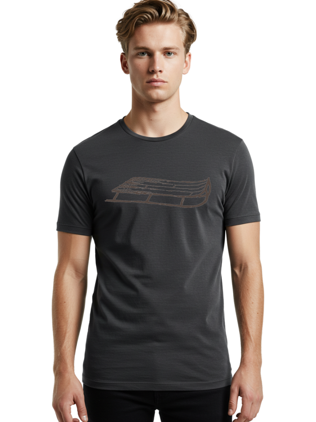 Sleigh Men'S Graphic Tee, 100% Cotton, Comfortable Casual Summer Wear, Machine Washable, Winter Sled, Festive Season, Snow Ride, Joyful Activity, Wooden Frame, Curved Runners, Holiday Fun, Winter Sport, Snowy Landscape, Cold Weather, Aab109