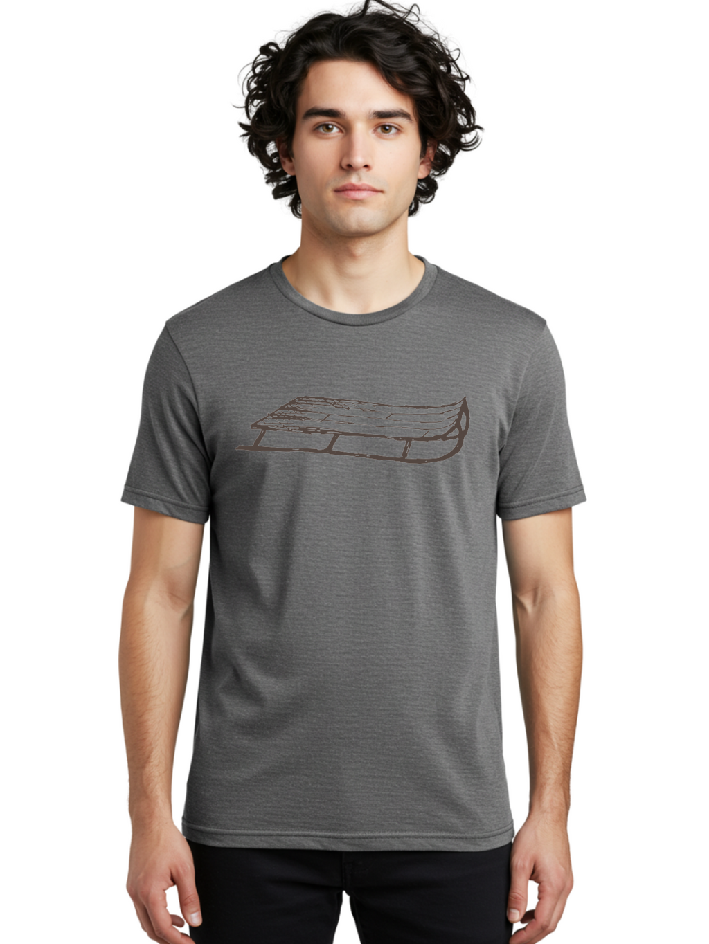 Sleigh Men'S Graphic Tee, 100% Cotton, Comfortable Casual Summer Wear, Machine Washable, Winter Sled, Festive Season, Snow Ride, Joyful Activity, Wooden Frame, Curved Runners, Holiday Fun, Winter Sport, Snowy Landscape, Cold Weather, Aab109