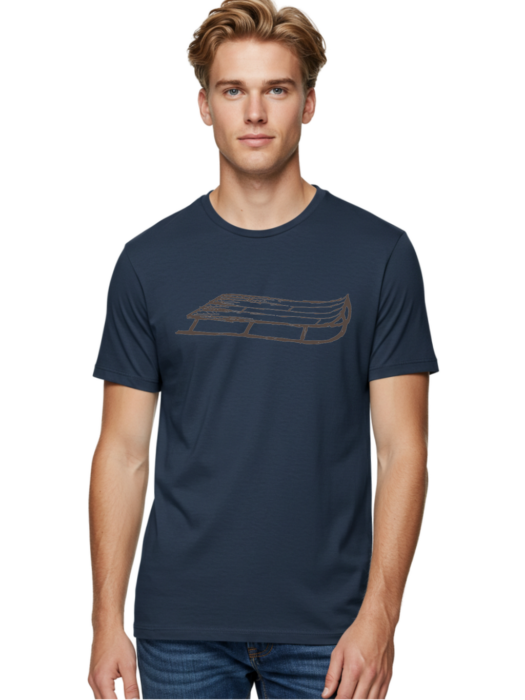 Sleigh Men'S Graphic Tee, 100% Cotton, Comfortable Casual Summer Wear, Machine Washable, Winter Sled, Festive Season, Snow Ride, Joyful Activity, Wooden Frame, Curved Runners, Holiday Fun, Winter Sport, Snowy Landscape, Cold Weather, Aab109