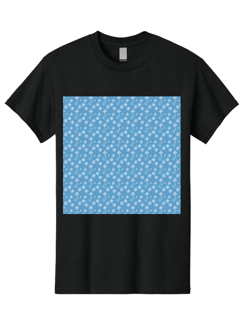 Snowflake-Pattern Men'S Graphic Tee, 100% Cotton, Comfortable Casual Summer Wear, Machine Washable, Snowflakes Pattern, White Snowflakes, Blue Background, Winter Theme, Festive Design, Delicate Snowflakes, Intricate Patterns, Holiday Decor, Aab121