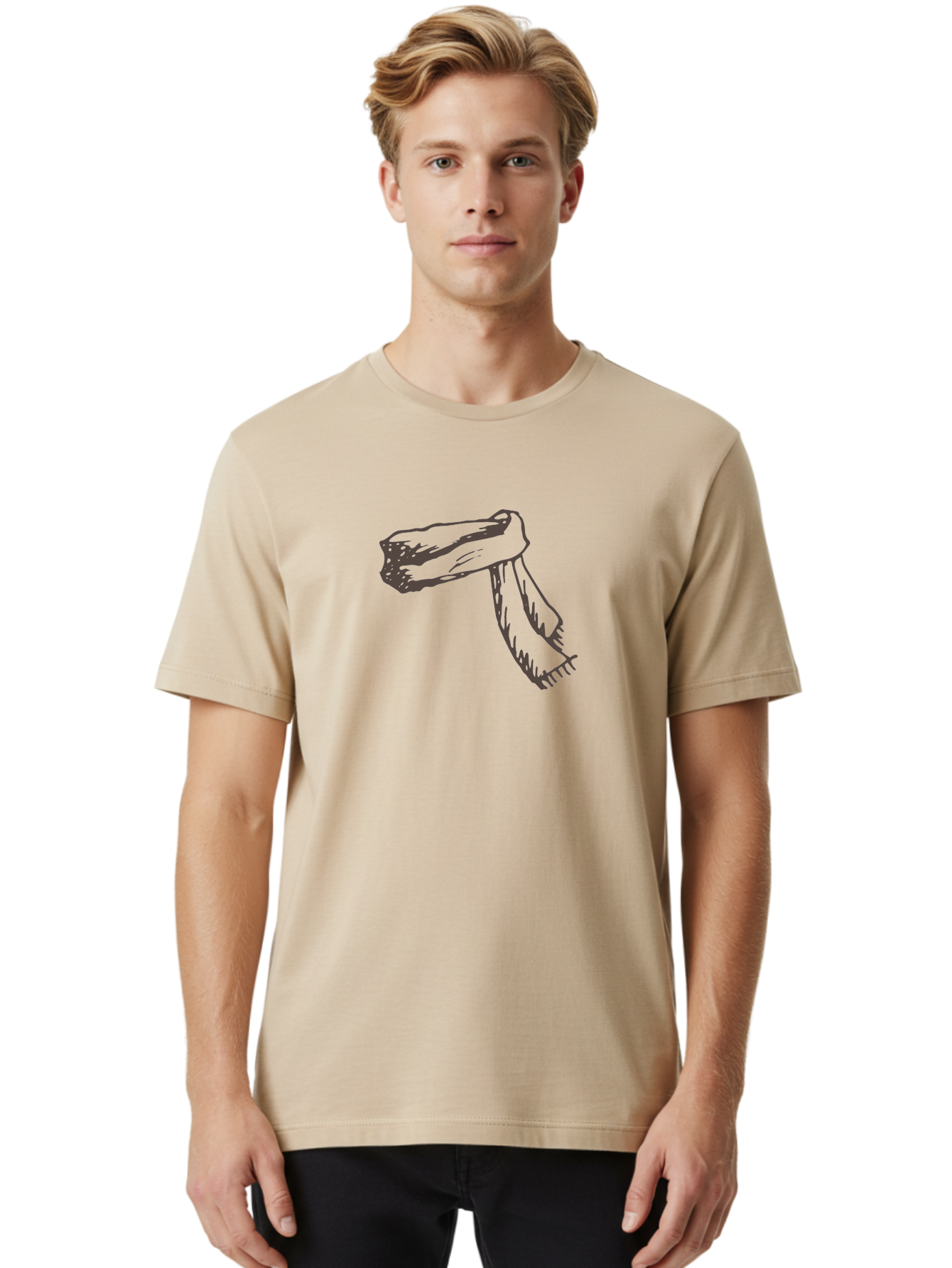 Tied-Scarf Men'S Graphic Tee, 100% Cotton, Comfortable Casual Summer Wear, Machine Washable, Headscarf, Fashion Accessory, Clothing Item, Headwear, Stylish, Elegant, Simple Design, Minimalist Fashion, Traditional Attire Aab145
