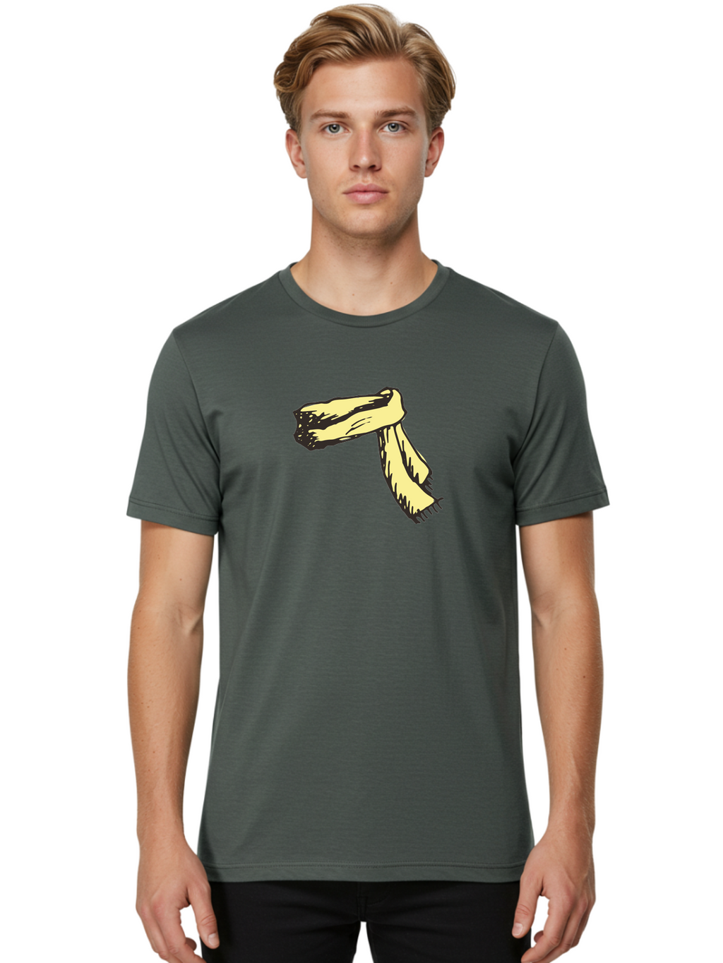 Torn-Fabric Men'S Graphic Tee, 100% Cotton, Comfortable Casual Summer Wear, Machine Washable, Yellow Scarf, Casual Fashion, Accessory, Stylish Look, Fashion Trend, Winter Wear, Clothing Accessory Aab146