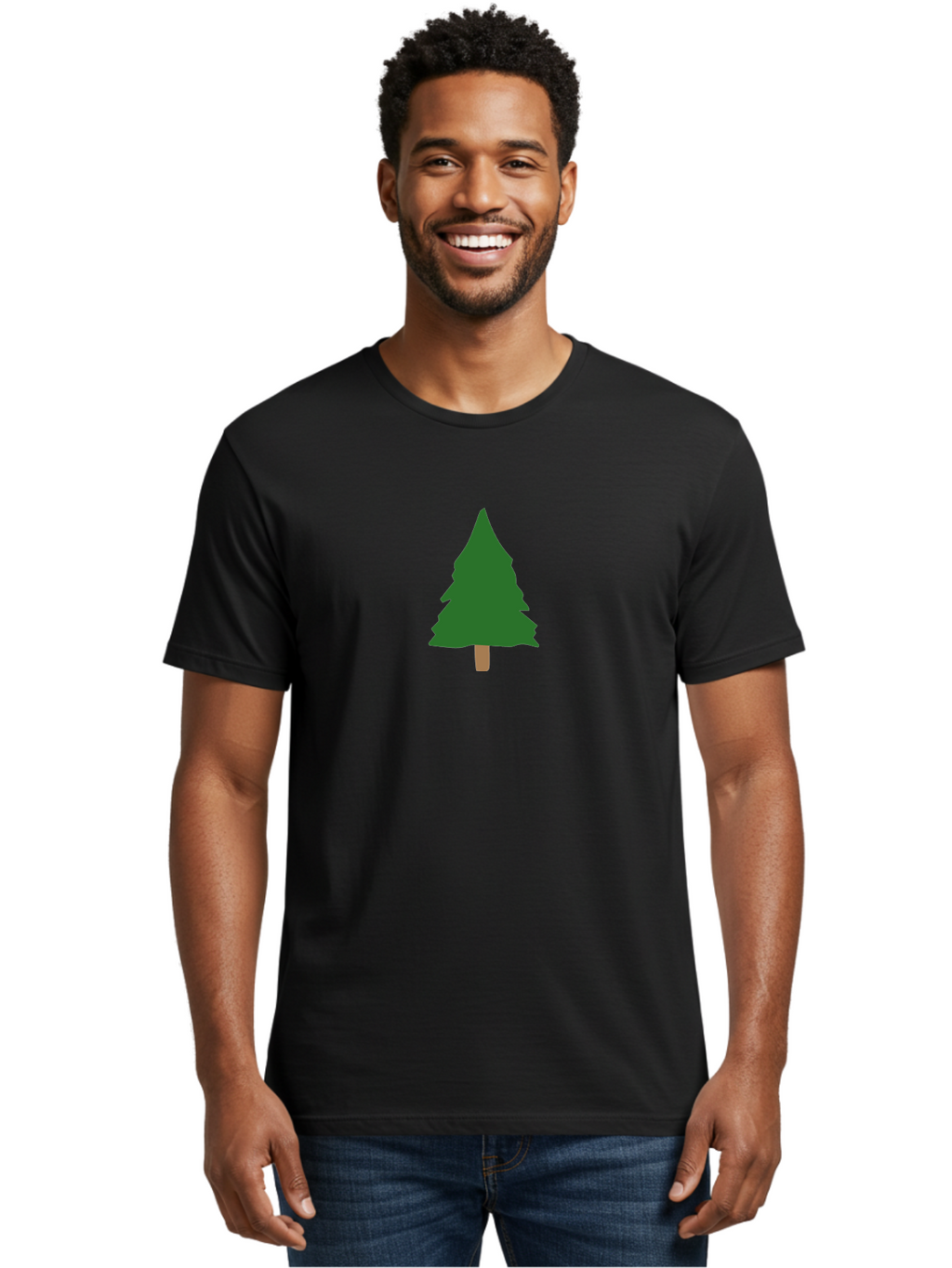 Tree-2 Men'S Graphic Tee, 100% Cotton, Comfortable Casual Summer Wear, Machine Washable, Simple Pine Tree, Minimalist Illustration, Evergreen Tree, Cartoon Style, Forest Icon, Eco-Friendly Symbol, Nature Graphic, Coniferous Tree, Digital Art Aab148