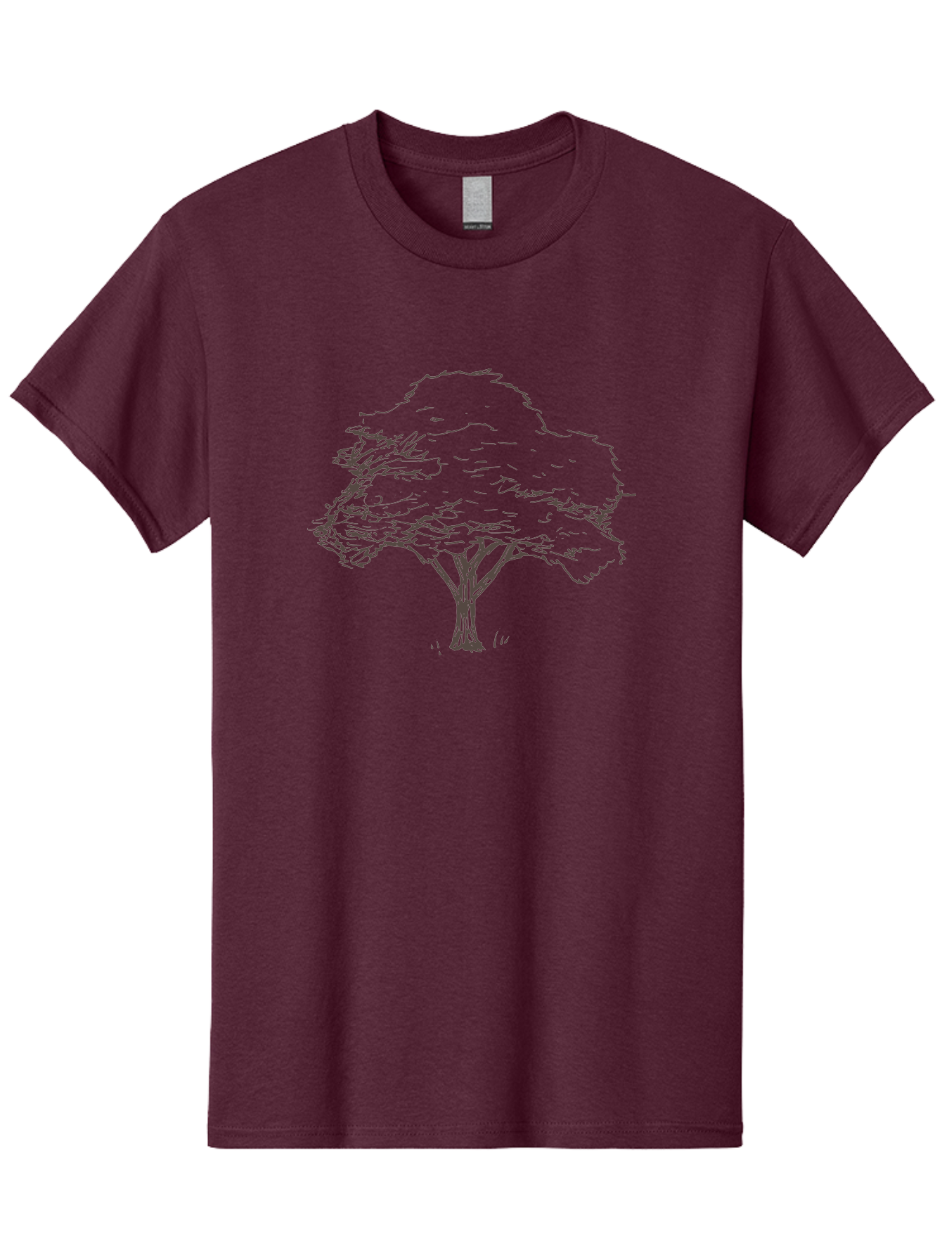 Tree Men'S Graphic Tee, 100% Cotton, Comfortable Casual Summer Wear, Machine Washable, Simple Tree Illustration, Minimalist Art, Dark Purple Lines, Nature-Inspired Design, Hand-Drawn Tree, Abstract Foliage, Modern Graphic Aab149