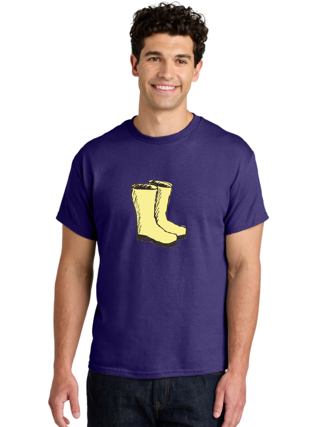 Yellow-Rain-Boots Men'S Graphic Tee, 100% Cotton, Comfortable Casual Summer Wear, Machine Washable, Yellow Rain Boots, Waterproof Footwear, Outdoor Gear, Rubber Boots, Hiking Boots, Fashion Boots, Rugged Style, Casual Wear, Outdoor Activities Aab183