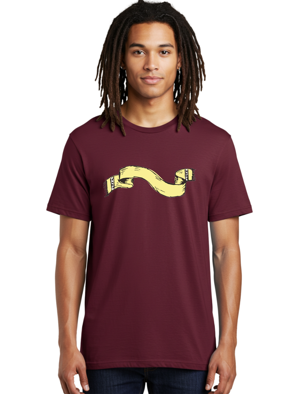 Yellow-Ribbon Men'S Graphic Tee, 100% Cotton, Comfortable Casual Summer Wear, Machine Washable, Parallax Banner, Ribbon Decoration, Vintage Design, Hand-Drawn Illustration, Scroll Element, Banner Template, Retro Style, Decorative Ribbon Aab184