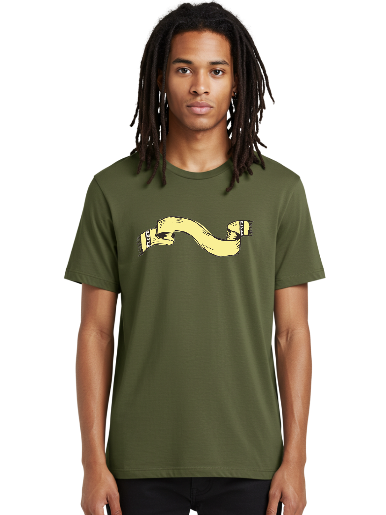 Yellow-Ribbon Men'S Graphic Tee, 100% Cotton, Comfortable Casual Summer Wear, Machine Washable, Parallax Banner, Ribbon Decoration, Vintage Design, Hand-Drawn Illustration, Scroll Element, Banner Template, Retro Style, Decorative Ribbon Aab184