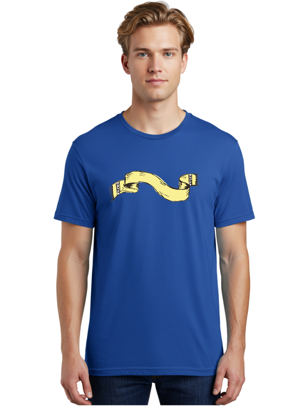 Yellow-Ribbon Men'S Graphic Tee, 100% Cotton, Comfortable Casual Summer Wear, Machine Washable, Parallax Banner, Ribbon Decoration, Vintage Design, Hand-Drawn Illustration, Scroll Element, Banner Template, Retro Style, Decorative Ribbon Aab184