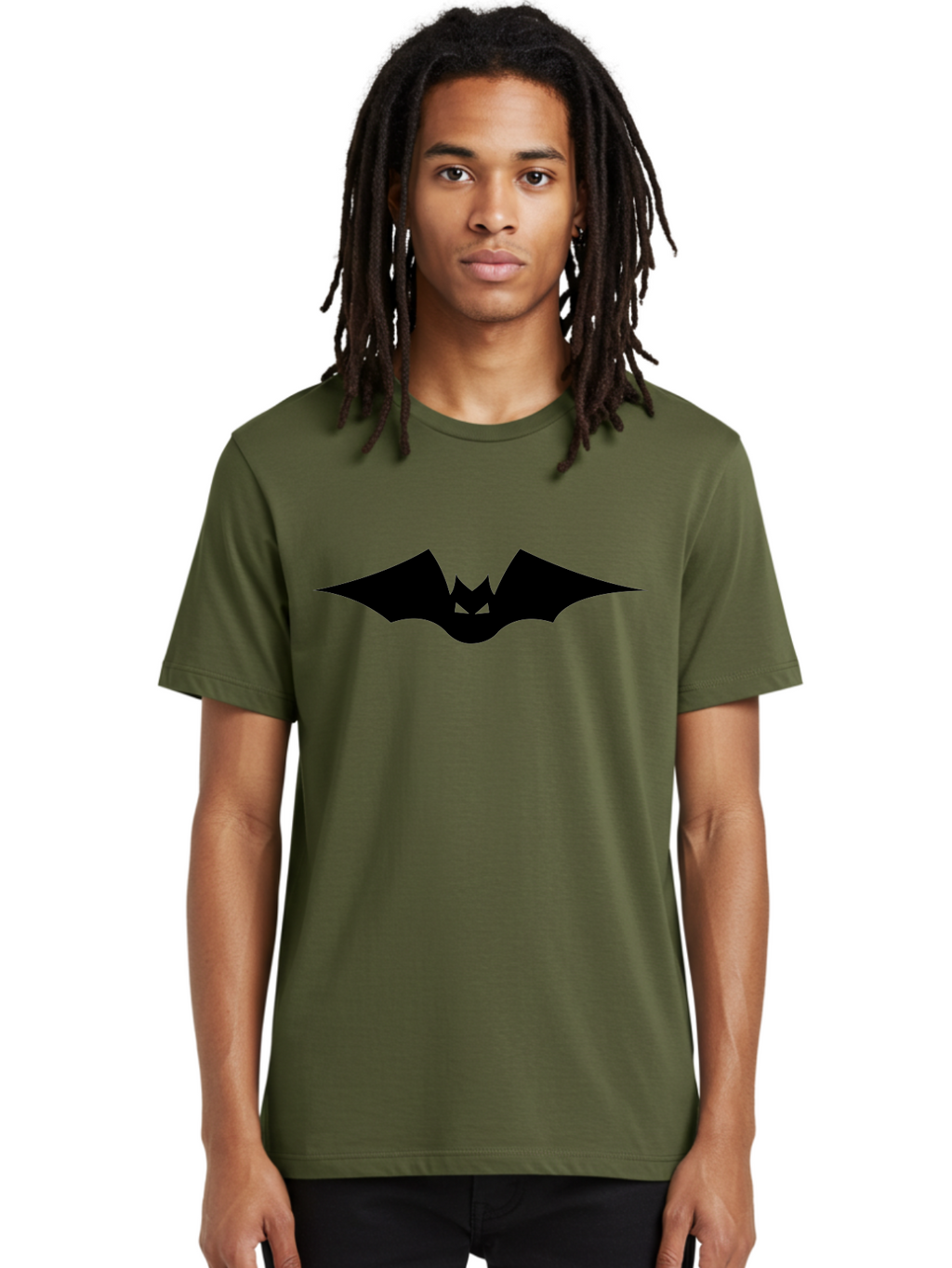 Bat-Icon Men'S Graphic Tee, 100% Cotton, Comfortable Casual Summer Wear, Machine Washable, Black Bat Silhouette, Flying Bat, Bat Wings, Spooky Atmosphere, Halloween Symbol, Gothic Icon, Mysterious Creature Aab191