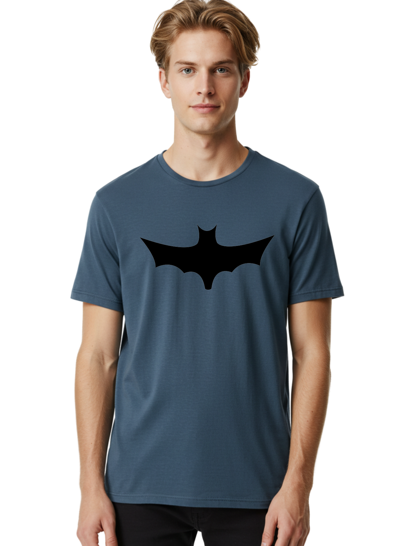 Batman-Logo-1 Men'S Graphic Tee, 100% Cotton, Comfortable Casual Summer Wear, Machine Washable, Batman Symbol, Superhero Logo, Dark Knight Emblem, Gotham City Icon, Comic Book Character, Bat Wings, Black Silhouette, Pop Culture Symbol Aab192