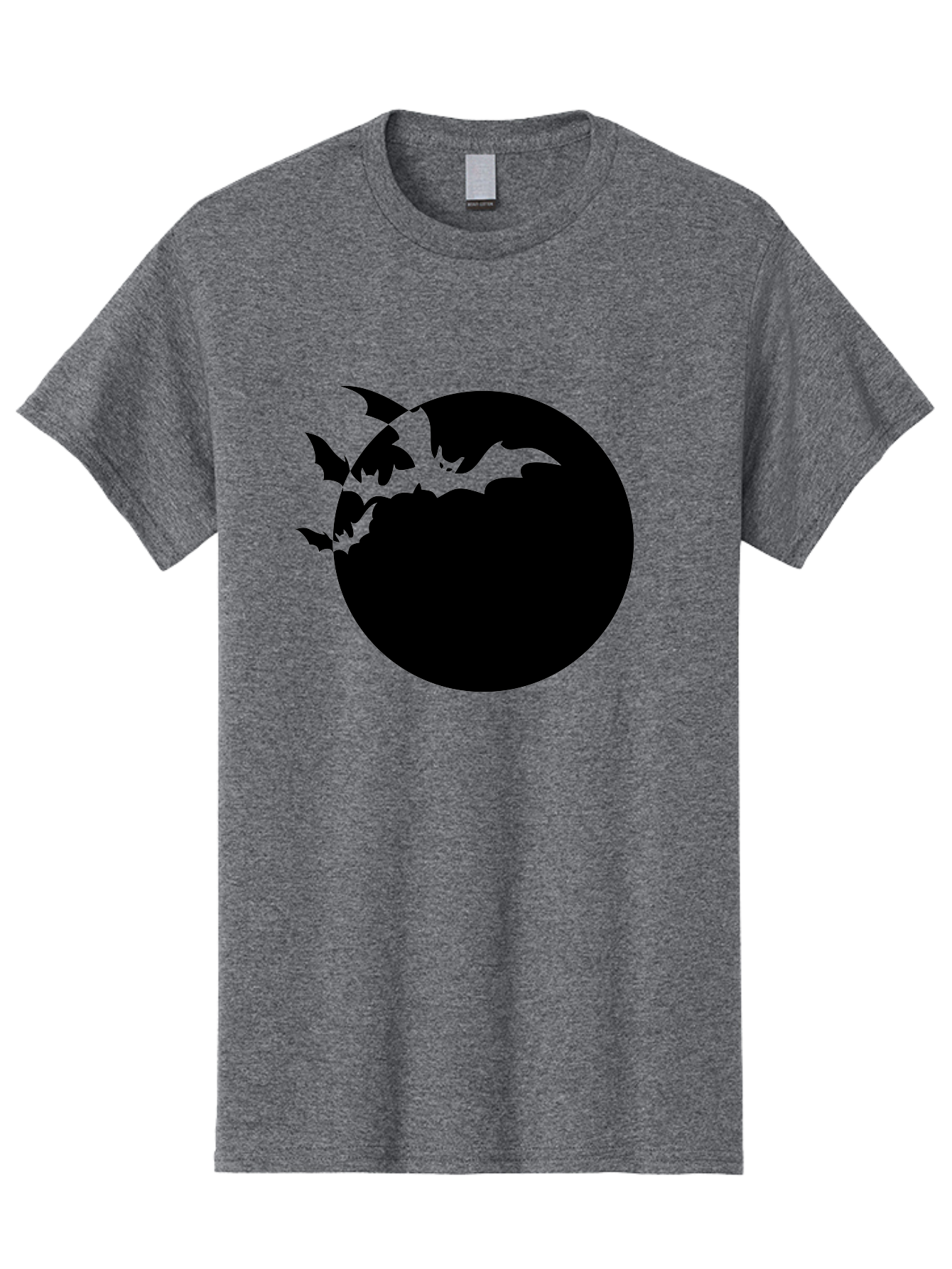 Bats-Flying-Around-Moon Men'S Graphic Tee, 100% Cotton, Comfortable Casual Summer Wear, Machine Washable, Black Bats, Flying Creatures, Dark Silhouettes, Spooky Atmosphere, Halloween Theme, Mystical Night, Winged Animals, Eerie Ambiance Aab195