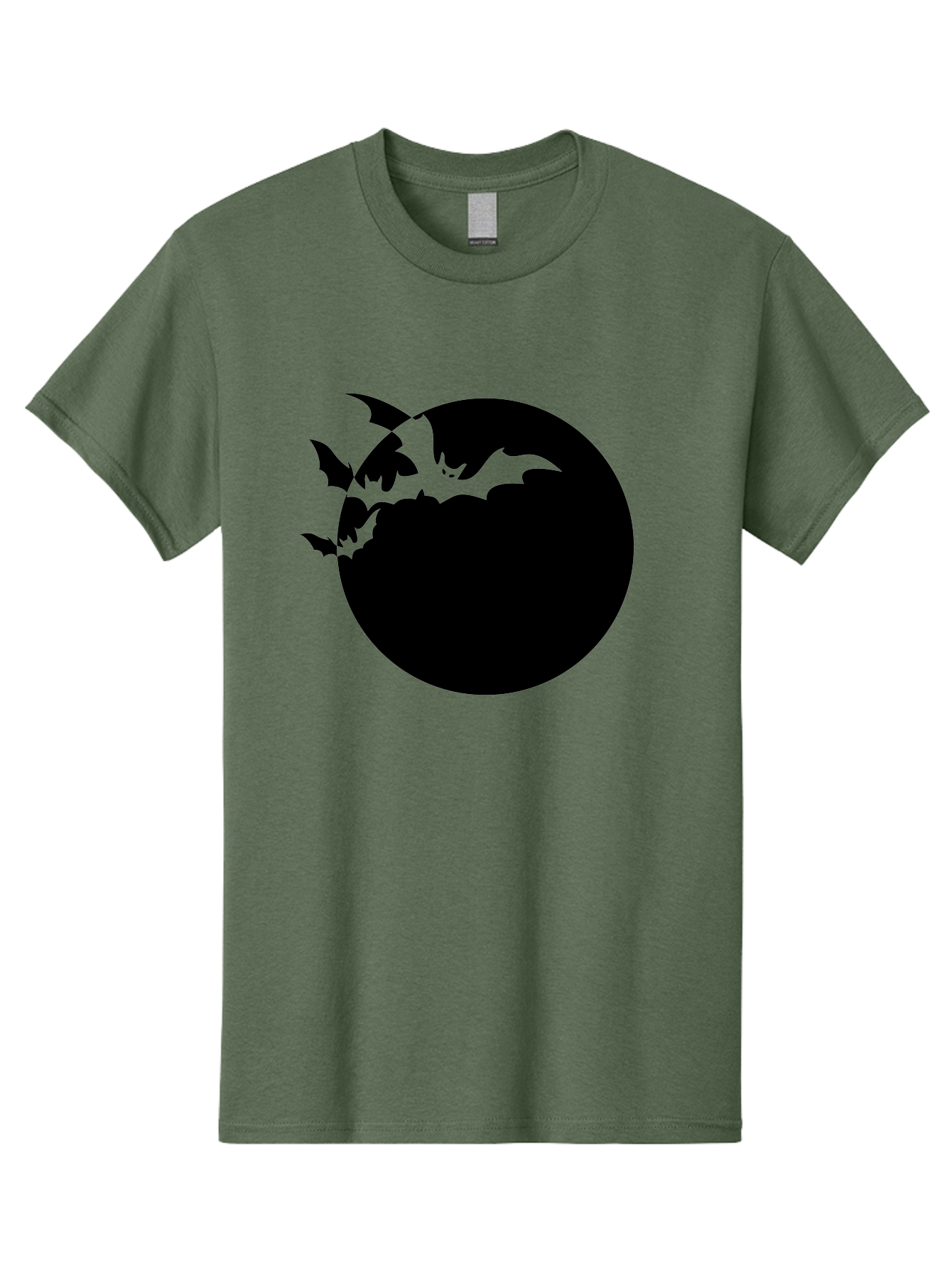Bats-Flying-Around-Moon Men'S Graphic Tee, 100% Cotton, Comfortable Casual Summer Wear, Machine Washable, Black Bats, Flying Creatures, Dark Silhouettes, Spooky Atmosphere, Halloween Theme, Mystical Night, Winged Animals, Eerie Ambiance Aab195