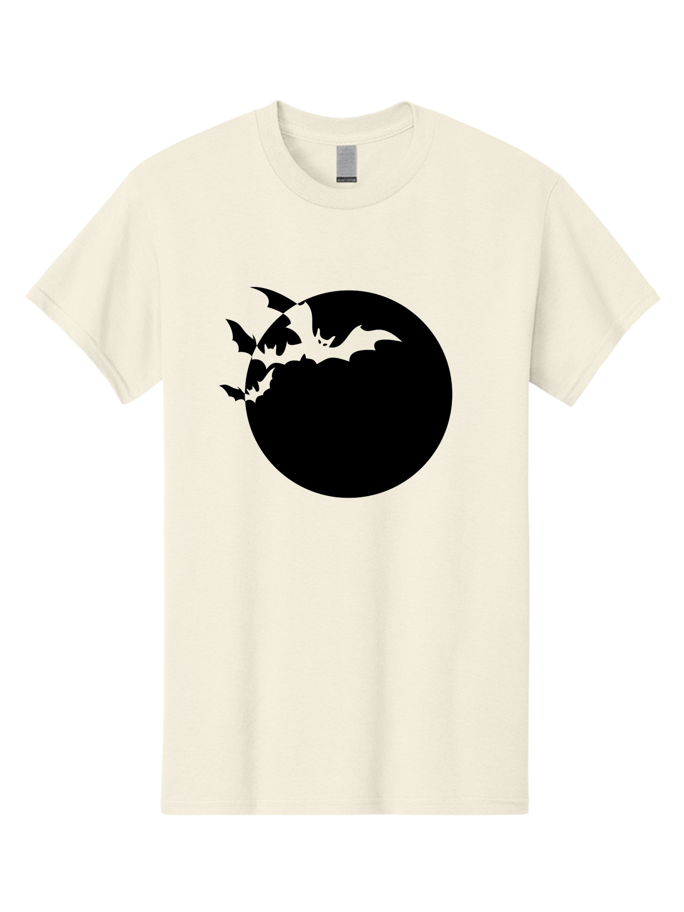 Bats-Flying-Around-Moon Men'S Graphic Tee, 100% Cotton, Comfortable Casual Summer Wear, Machine Washable, Black Bats, Flying Creatures, Dark Silhouettes, Spooky Atmosphere, Halloween Theme, Mystical Night, Winged Animals, Eerie Ambiance Aab195