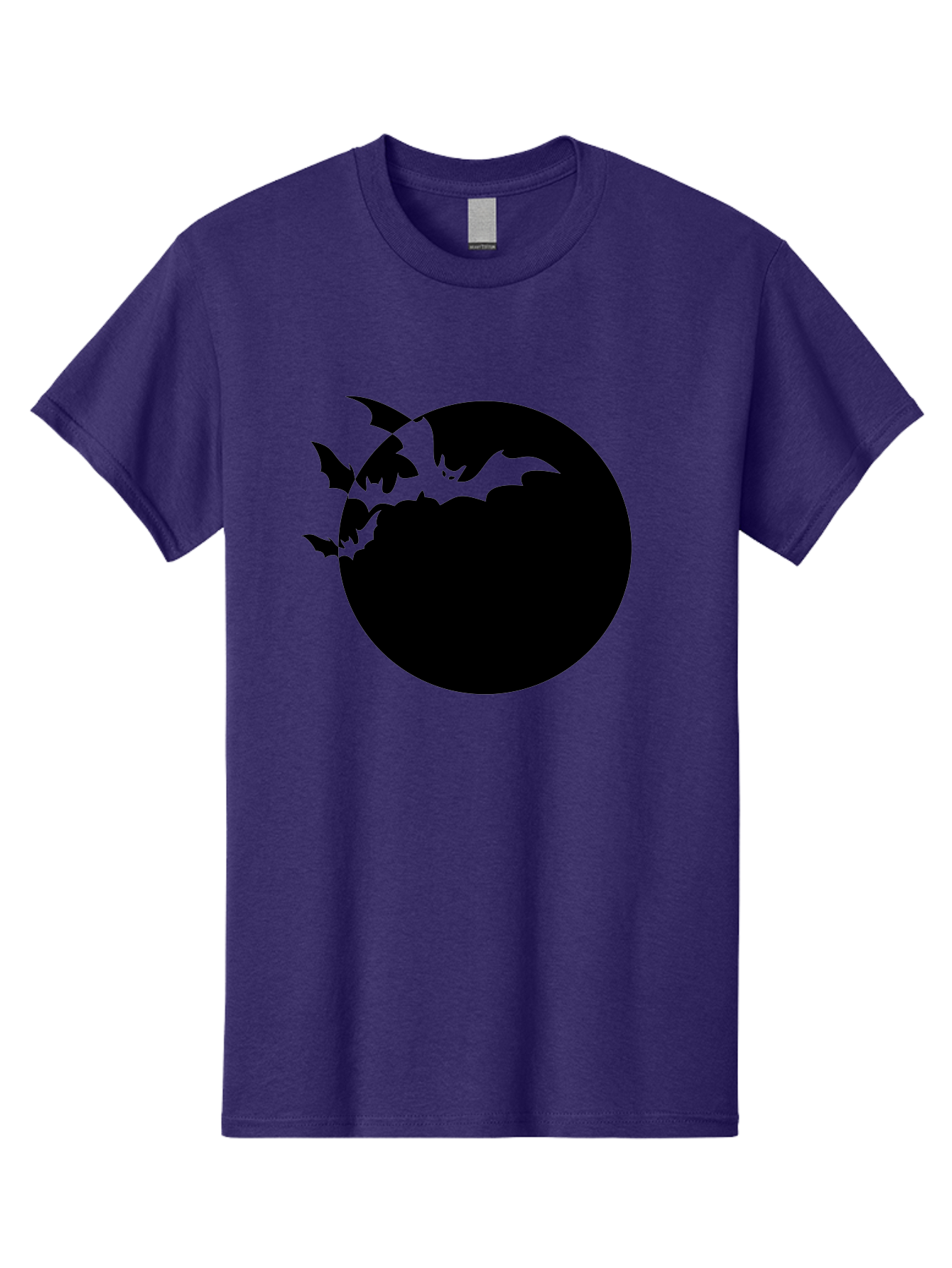 Bats-Flying-Around-Moon Men'S Graphic Tee, 100% Cotton, Comfortable Casual Summer Wear, Machine Washable, Black Bats, Flying Creatures, Dark Silhouettes, Spooky Atmosphere, Halloween Theme, Mystical Night, Winged Animals, Eerie Ambiance Aab195