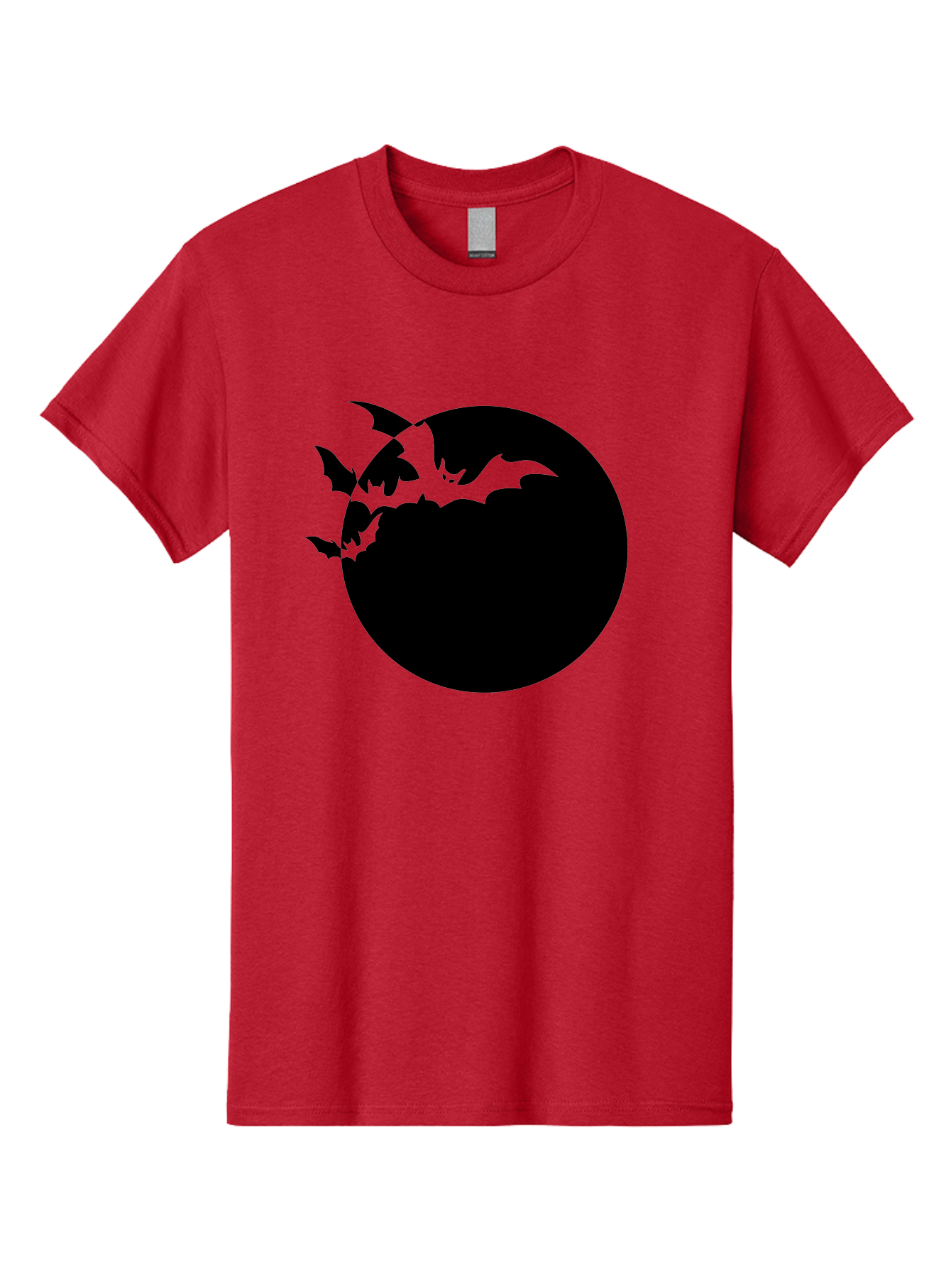 Bats-Flying-Around-Moon Men'S Graphic Tee, 100% Cotton, Comfortable Casual Summer Wear, Machine Washable, Black Bats, Flying Creatures, Dark Silhouettes, Spooky Atmosphere, Halloween Theme, Mystical Night, Winged Animals, Eerie Ambiance Aab195