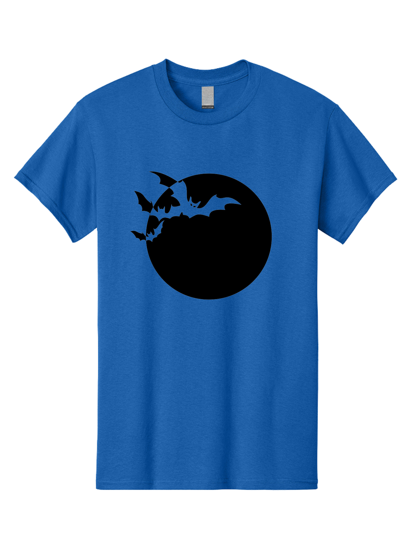 Bats-Flying-Around-Moon Men'S Graphic Tee, 100% Cotton, Comfortable Casual Summer Wear, Machine Washable, Black Bats, Flying Creatures, Dark Silhouettes, Spooky Atmosphere, Halloween Theme, Mystical Night, Winged Animals, Eerie Ambiance Aab195