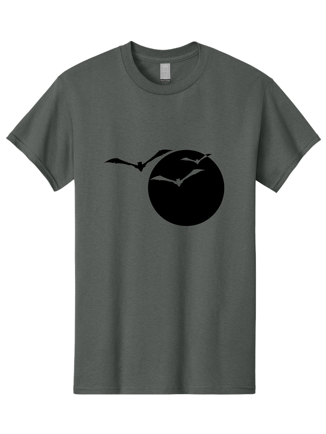 Bats-Flying Men'S Graphic Tee, 100% Cotton, Comfortable Casual Summer Wear, Machine Washable, Bats Flying Around The Moon, Spooky Atmosphere, Halloween Theme, Nighttime Scene, Mysterious Ambiance, Bats In Flight, Lunar Background, Aab197
