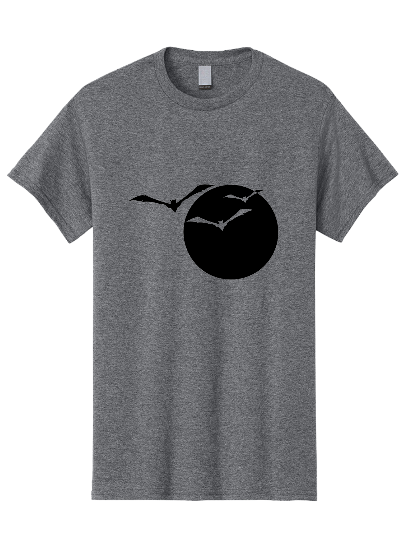 Bats-Flying Men'S Graphic Tee, 100% Cotton, Comfortable Casual Summer Wear, Machine Washable, Bats Flying Around The Moon, Spooky Atmosphere, Halloween Theme, Nighttime Scene, Mysterious Ambiance, Bats In Flight, Lunar Background, Aab197