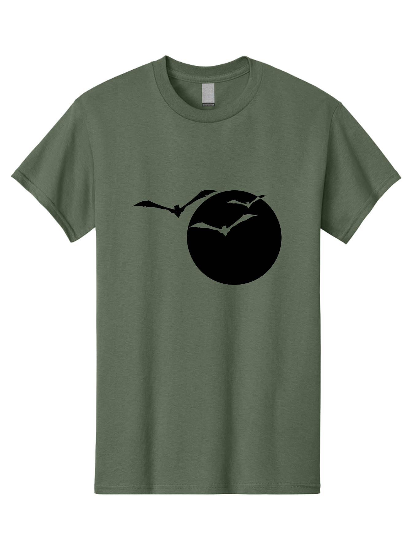 Bats-Flying Men'S Graphic Tee, 100% Cotton, Comfortable Casual Summer Wear, Machine Washable, Bats Flying Around The Moon, Spooky Atmosphere, Halloween Theme, Nighttime Scene, Mysterious Ambiance, Bats In Flight, Lunar Background, Aab197