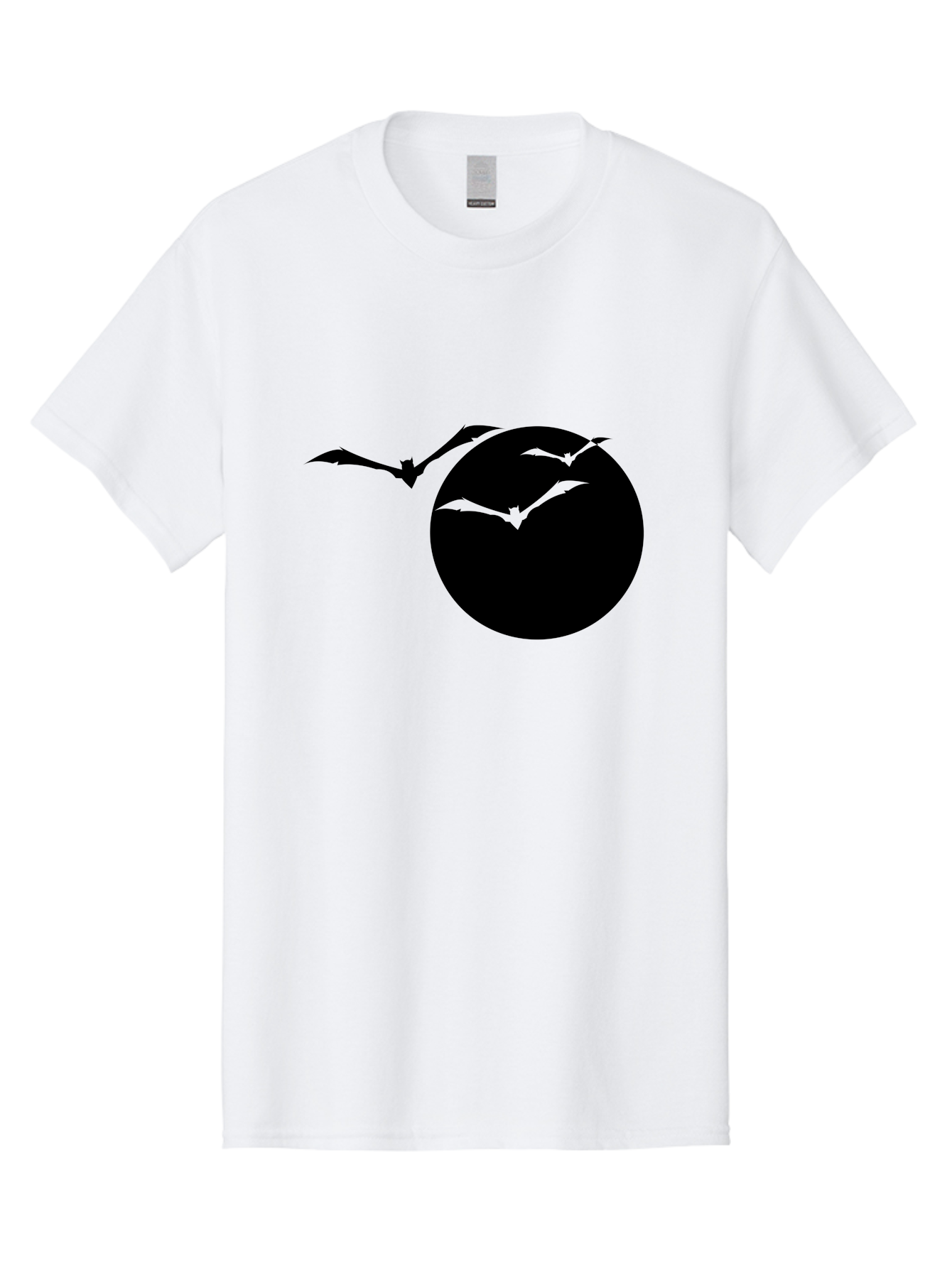 Bats-Flying Men'S Graphic Tee, 100% Cotton, Comfortable Casual Summer Wear, Machine Washable, Bats Flying Around The Moon, Spooky Atmosphere, Halloween Theme, Nighttime Scene, Mysterious Ambiance, Bats In Flight, Lunar Background, Aab197