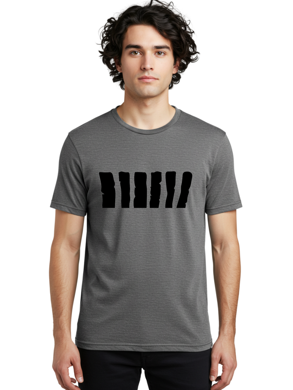 Bimbim Men'S Graphic Tee, 100% Cotton, Comfortable Casual Summer Wear, Machine Washable, Stylized Text, Bold Font, Black Letters, Modern Design, Graphic Element, Abstract Typography, Sleek Aesthetic Aab199