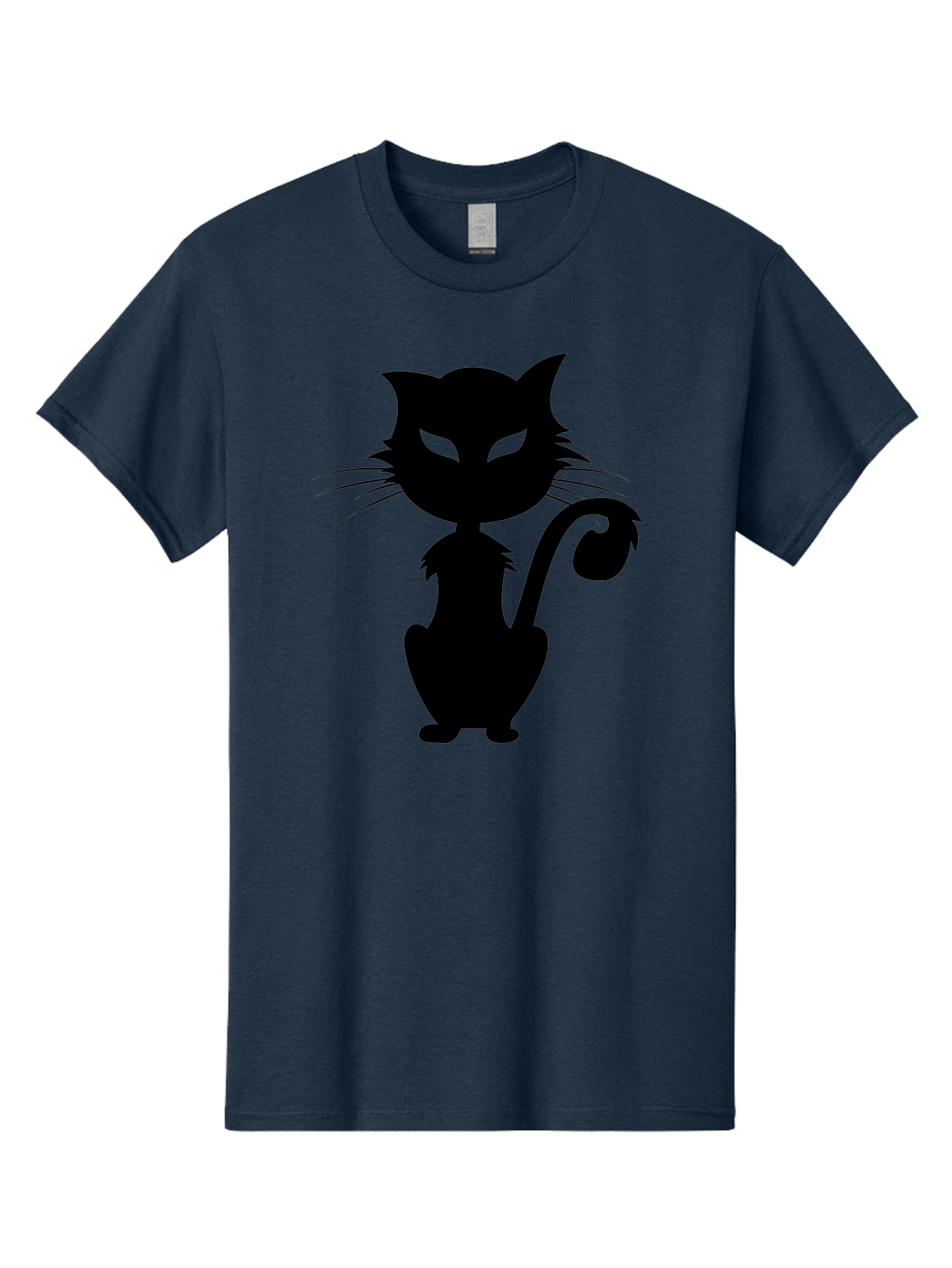 Black-Cat-Silhouette-2 Men'S Graphic Tee, 100% Cotton, Comfortable Casual Summer Wear, Machine Washable, Black Cat, Cat Silhouette, Feline Figure, Glowing Green Eyes, Mystical Cat, Cat Graphic, Spooky Cat, Mysterious Animal, Halloween Icon Aab203