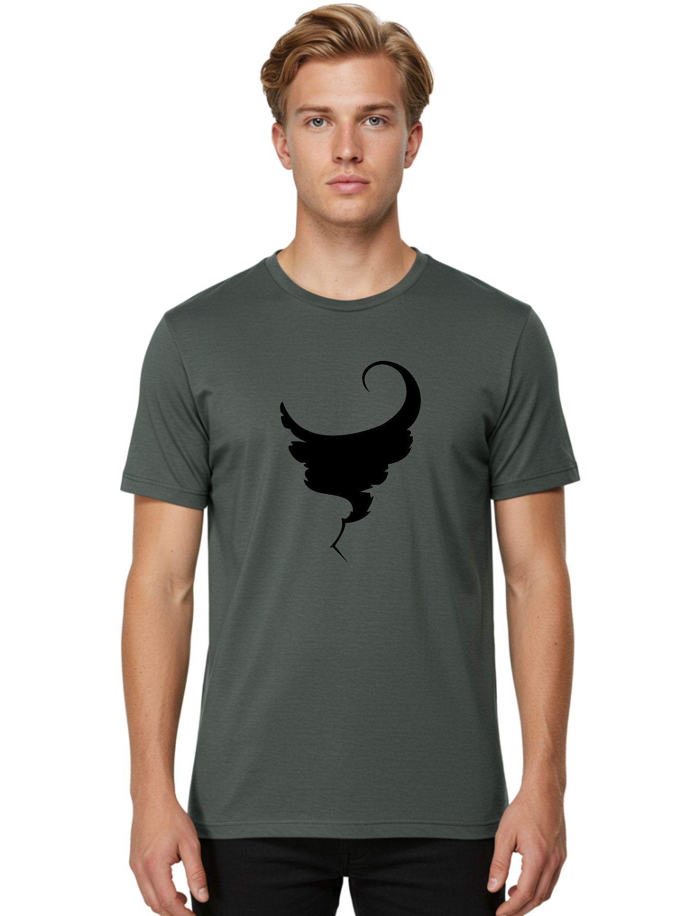 Black-Feather-Silhouette Men'S Graphic Tee, 100% Cotton, Comfortable Casual Summer Wear, Machine Washable, Feather Icon, Black Silhouette, Majestic Wing, Elegant Design, Symbolic Imagery, Minimalist Art, Stylized Feather, Modern Graphic Aab206