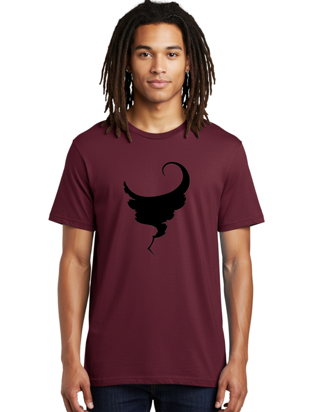 Black-Feather-Silhouette Men'S Graphic Tee, 100% Cotton, Comfortable Casual Summer Wear, Machine Washable, Feather Icon, Black Silhouette, Majestic Wing, Elegant Design, Symbolic Imagery, Minimalist Art, Stylized Feather, Modern Graphic Aab206