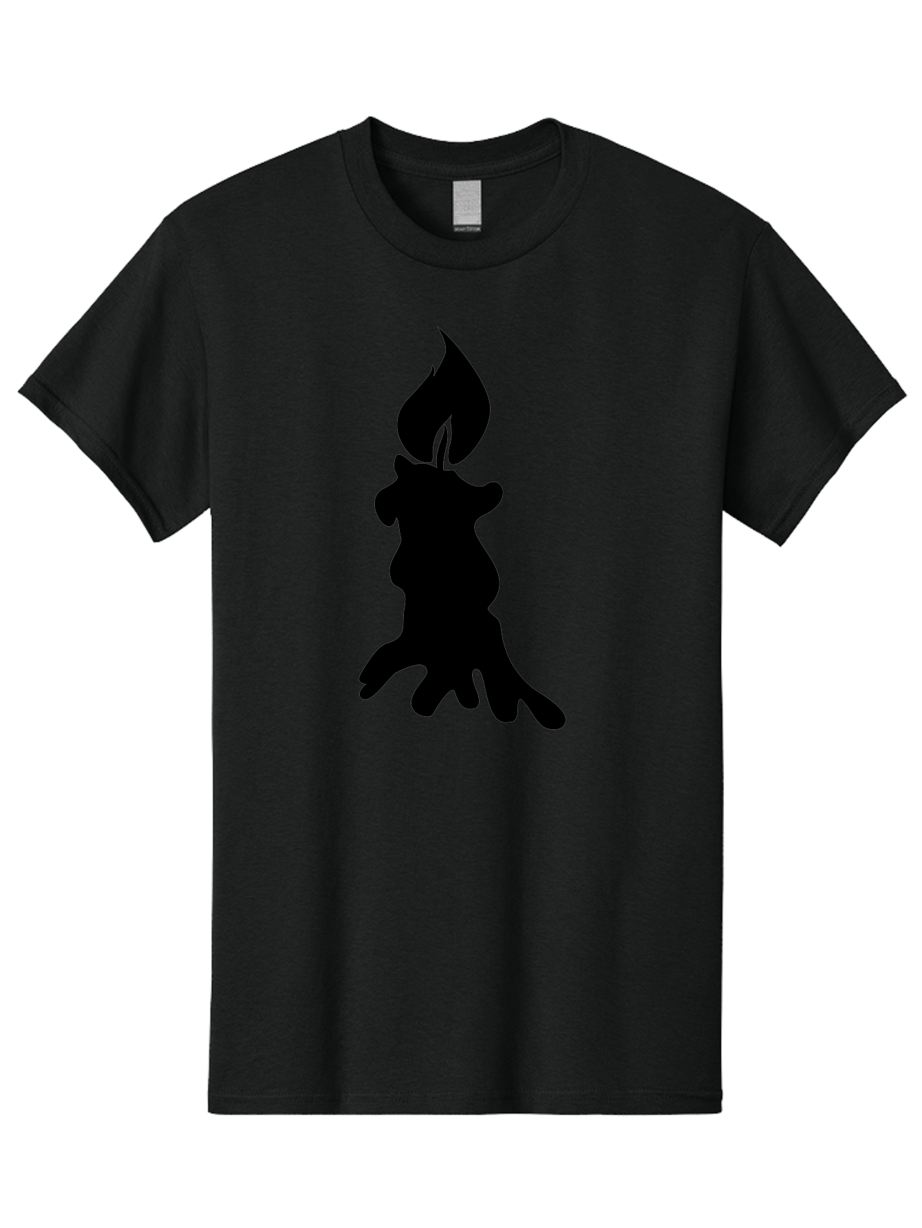 Candle-Silhouette Men'S Graphic Tee, 100% Cotton, Comfortable Casual Summer Wear, Machine Washable, Candle Silhouette, Wax Drips, Flame Icon, Minimalist Design, Simple Graphics, Candlelight Ambiance, Soothing Atmosphere, Warm Glow Aab207
