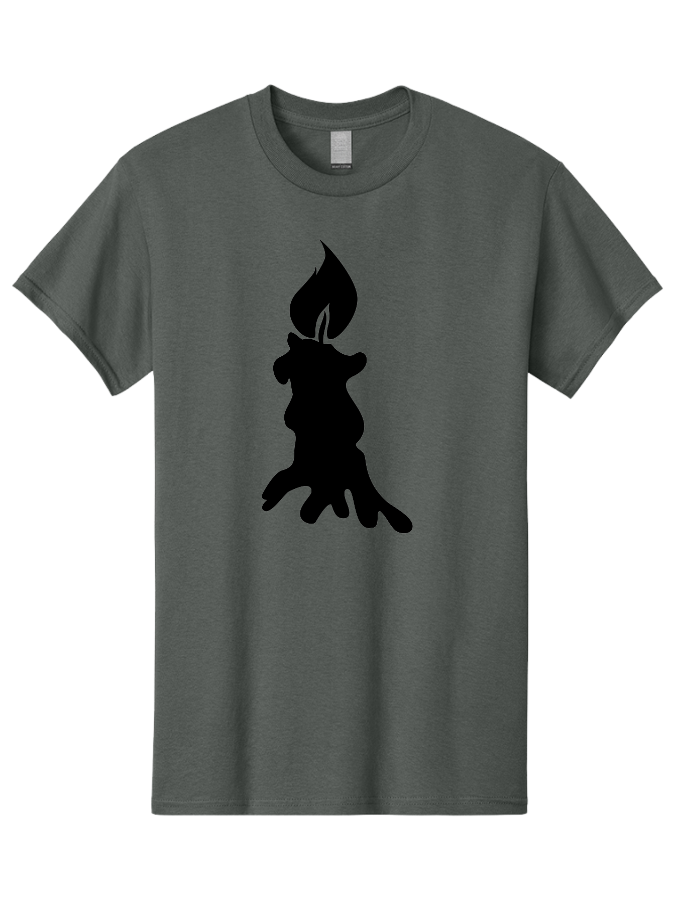 Candle-Silhouette Men'S Graphic Tee, 100% Cotton, Comfortable Casual Summer Wear, Machine Washable, Candle Silhouette, Wax Drips, Flame Icon, Minimalist Design, Simple Graphics, Candlelight Ambiance, Soothing Atmosphere, Warm Glow Aab207