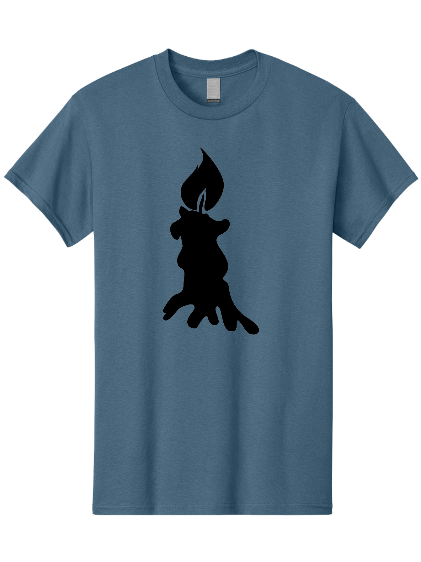 Candle-Silhouette Men'S Graphic Tee, 100% Cotton, Comfortable Casual Summer Wear, Machine Washable, Candle Silhouette, Wax Drips, Flame Icon, Minimalist Design, Simple Graphics, Candlelight Ambiance, Soothing Atmosphere, Warm Glow Aab207