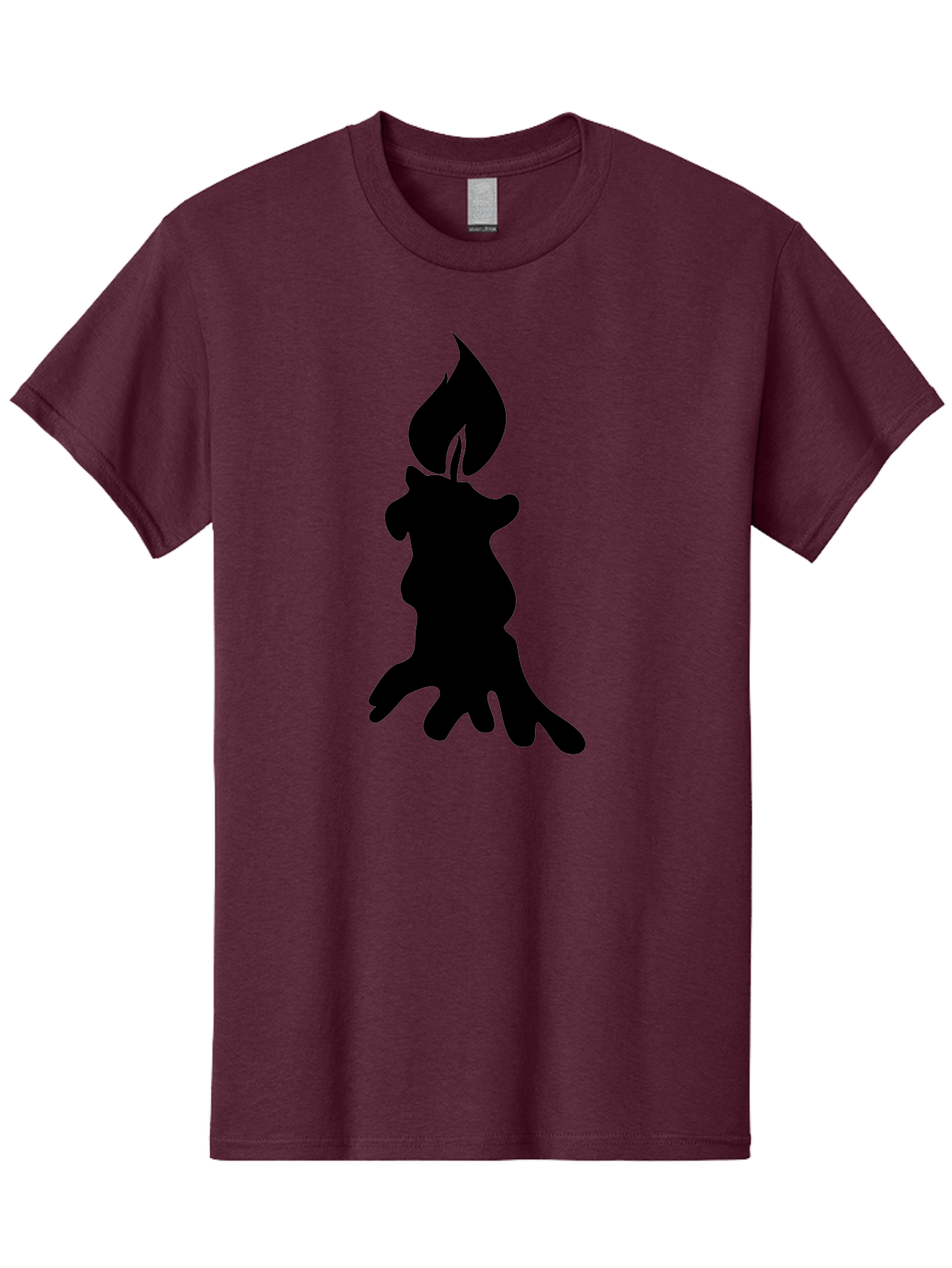 Candle-Silhouette Men'S Graphic Tee, 100% Cotton, Comfortable Casual Summer Wear, Machine Washable, Candle Silhouette, Wax Drips, Flame Icon, Minimalist Design, Simple Graphics, Candlelight Ambiance, Soothing Atmosphere, Warm Glow Aab207