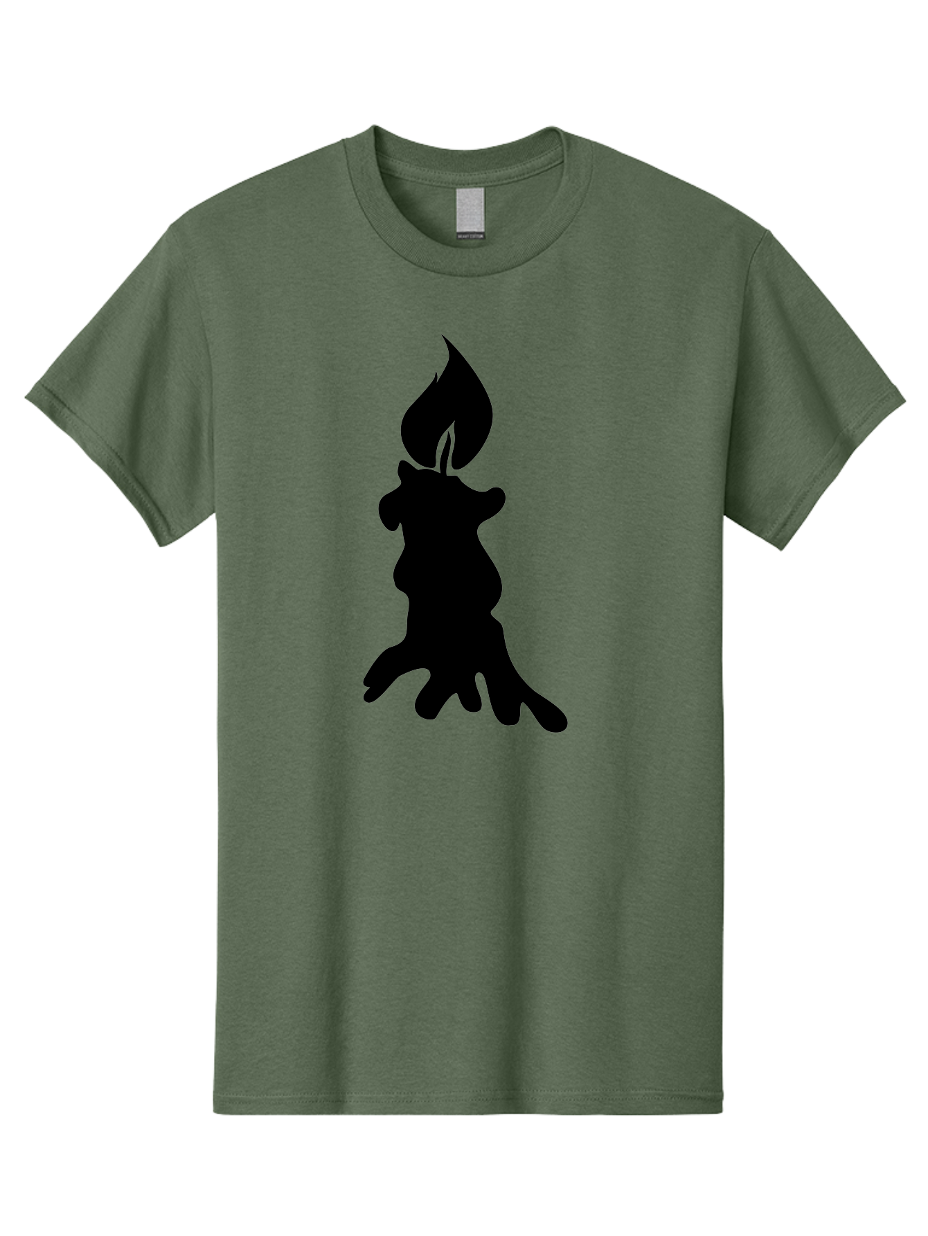Candle-Silhouette Men'S Graphic Tee, 100% Cotton, Comfortable Casual Summer Wear, Machine Washable, Candle Silhouette, Wax Drips, Flame Icon, Minimalist Design, Simple Graphics, Candlelight Ambiance, Soothing Atmosphere, Warm Glow Aab207