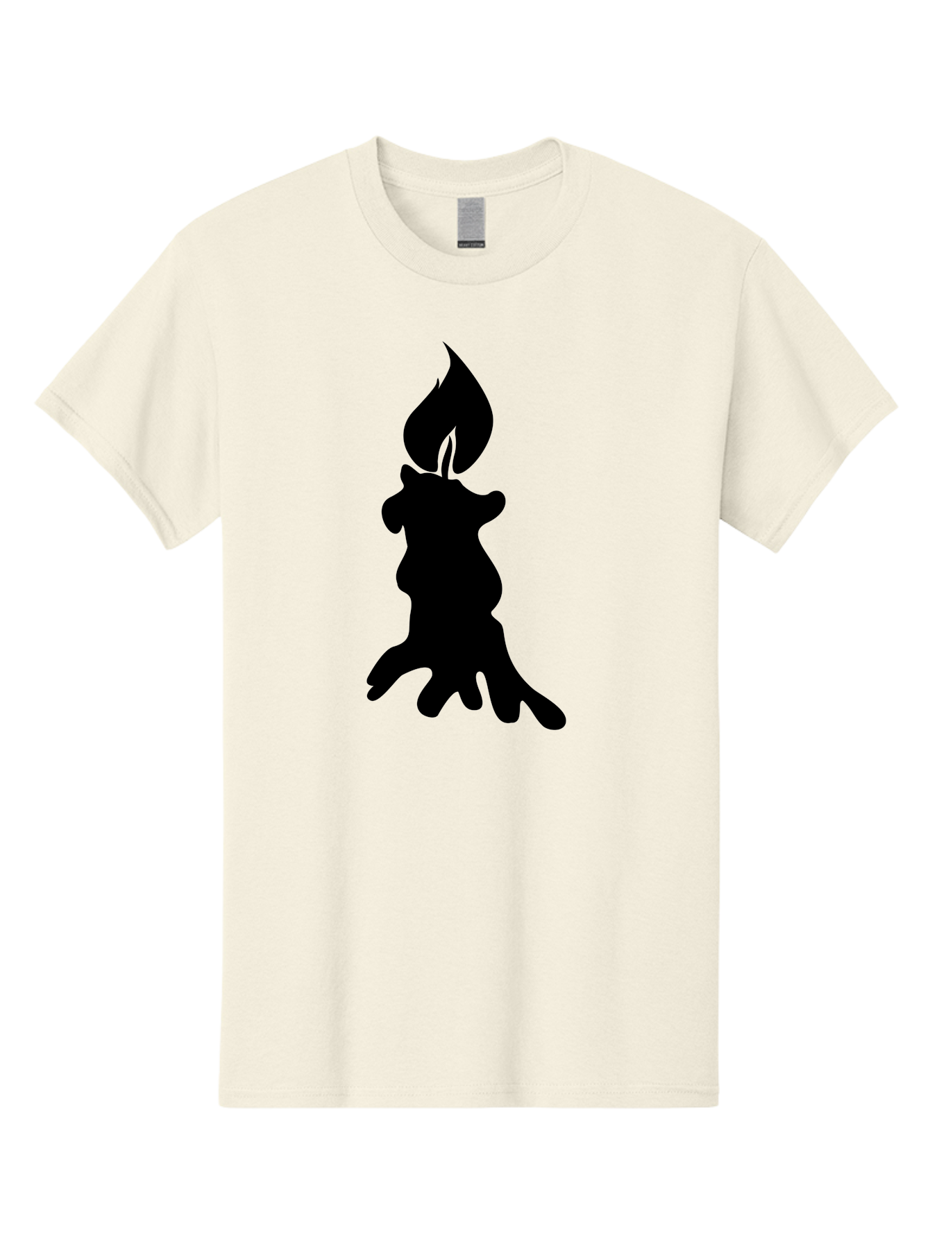 Candle-Silhouette Men'S Graphic Tee, 100% Cotton, Comfortable Casual Summer Wear, Machine Washable, Candle Silhouette, Wax Drips, Flame Icon, Minimalist Design, Simple Graphics, Candlelight Ambiance, Soothing Atmosphere, Warm Glow Aab207