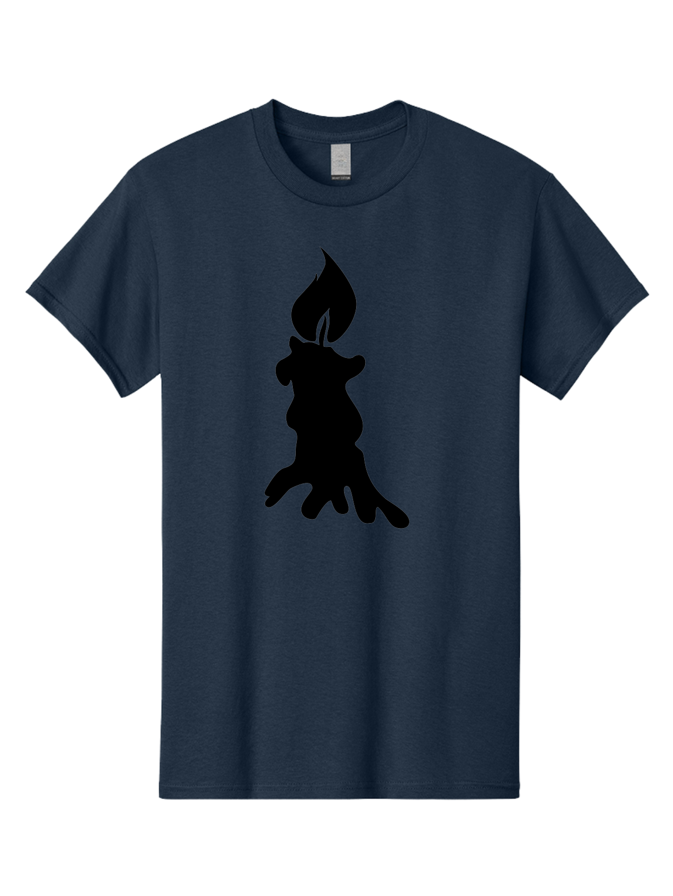 Candle-Silhouette Men'S Graphic Tee, 100% Cotton, Comfortable Casual Summer Wear, Machine Washable, Candle Silhouette, Wax Drips, Flame Icon, Minimalist Design, Simple Graphics, Candlelight Ambiance, Soothing Atmosphere, Warm Glow Aab207
